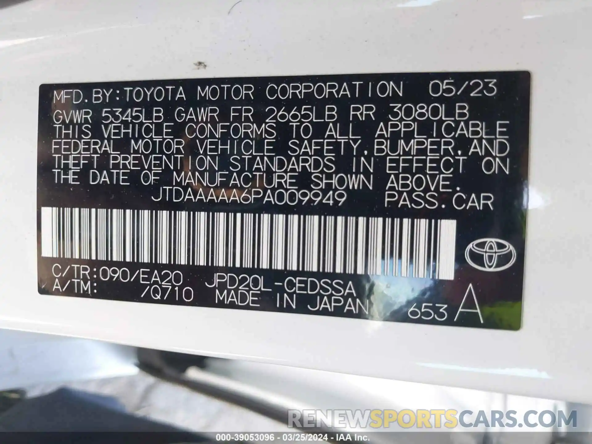 9 Photograph of a damaged car JTDAAAAA6PA009949 TOYOTA MIRAI 2023