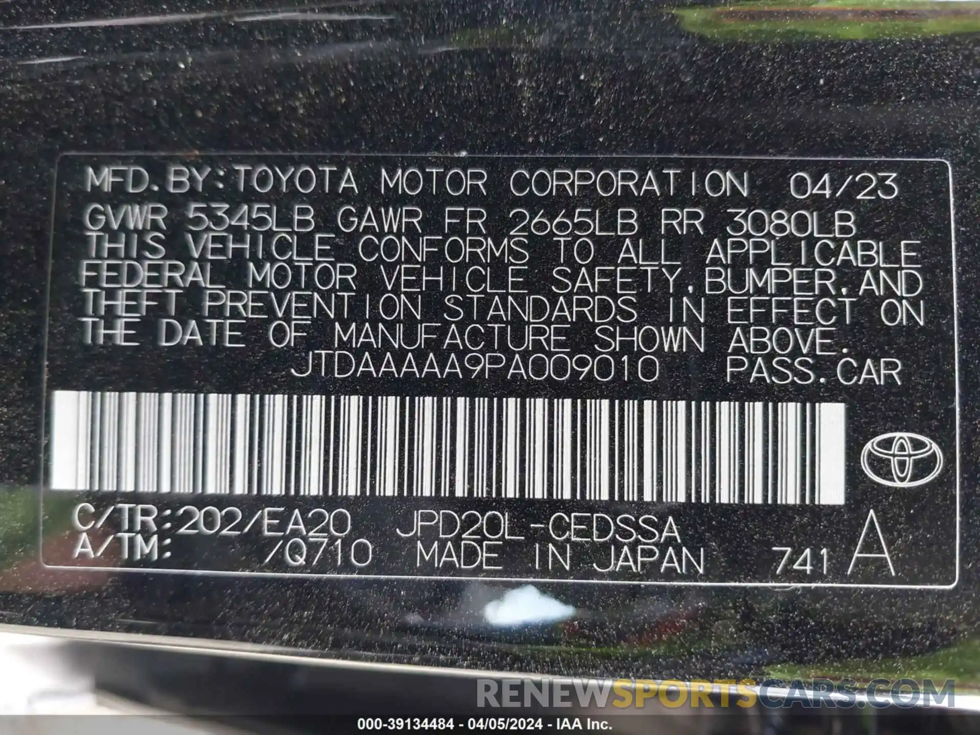 9 Photograph of a damaged car JTDAAAAA9PA009010 TOYOTA MIRAI 2023