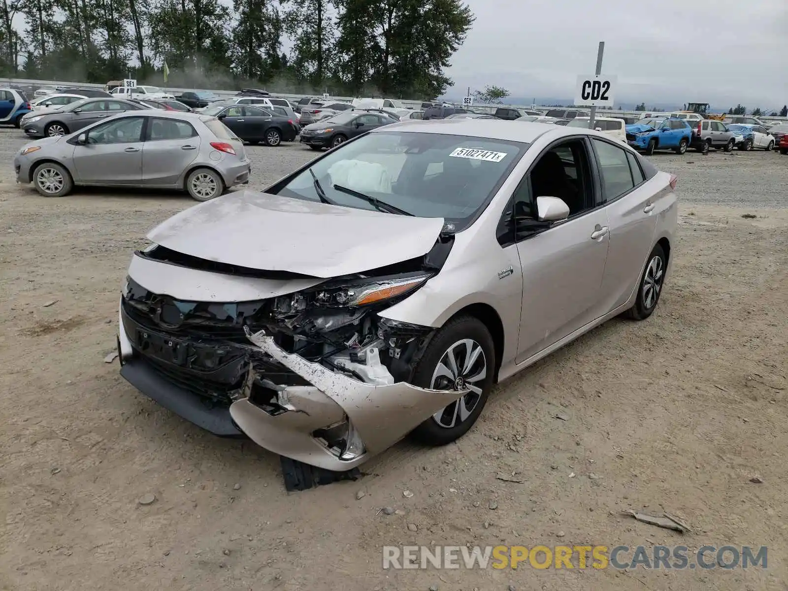 2 Photograph of a damaged car JTDKARFP4K3115829 TOYOTA PRIUS 2019