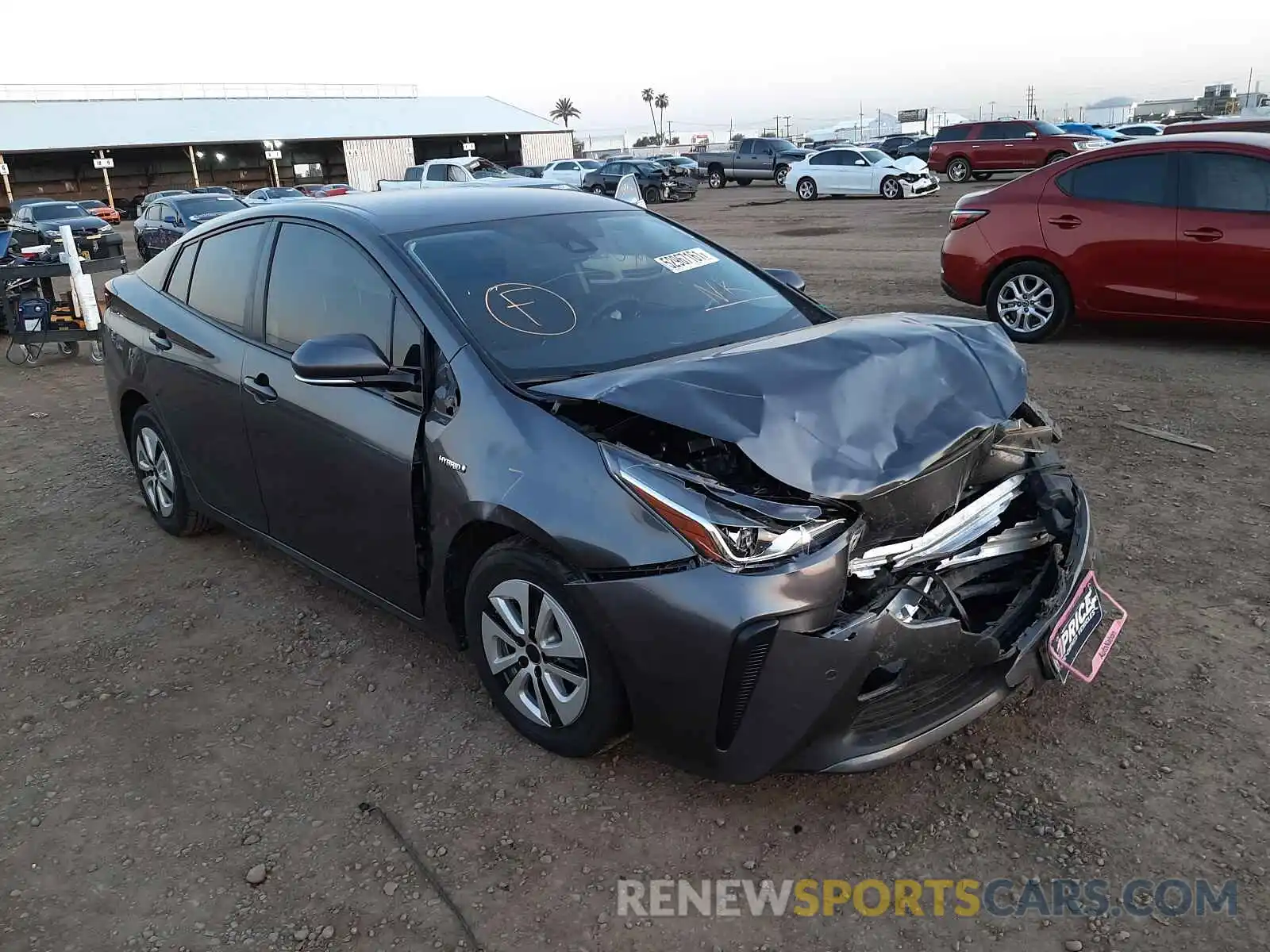 1 Photograph of a damaged car JTDKARFU0K3074265 TOYOTA PRIUS 2019