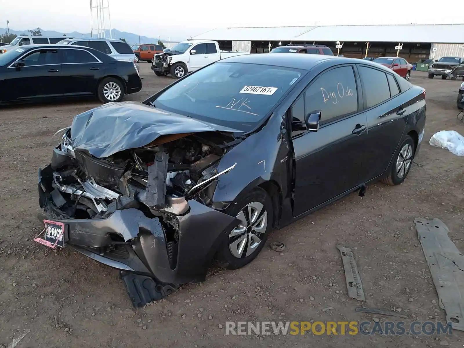 2 Photograph of a damaged car JTDKARFU0K3074265 TOYOTA PRIUS 2019