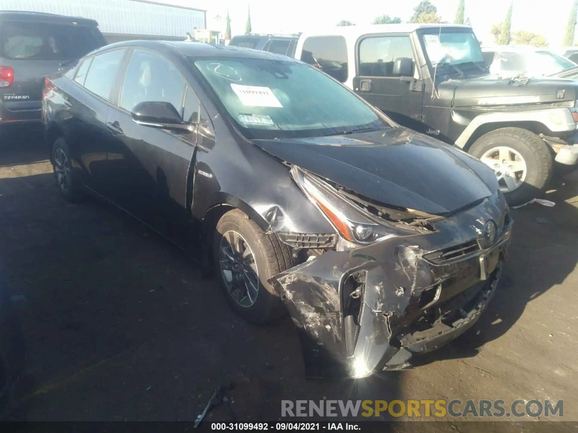 1 Photograph of a damaged car JTDKARFU0K3074332 TOYOTA PRIUS 2019