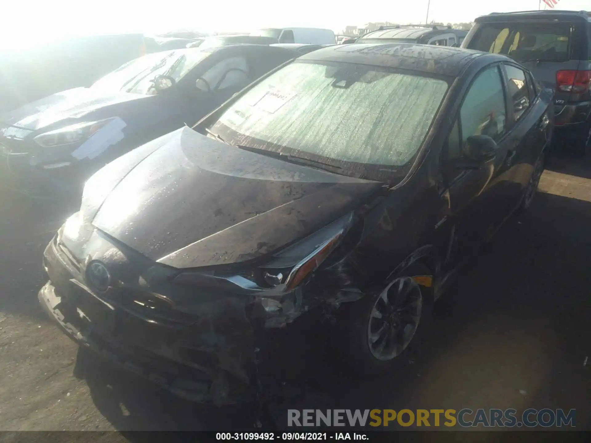 2 Photograph of a damaged car JTDKARFU0K3074332 TOYOTA PRIUS 2019