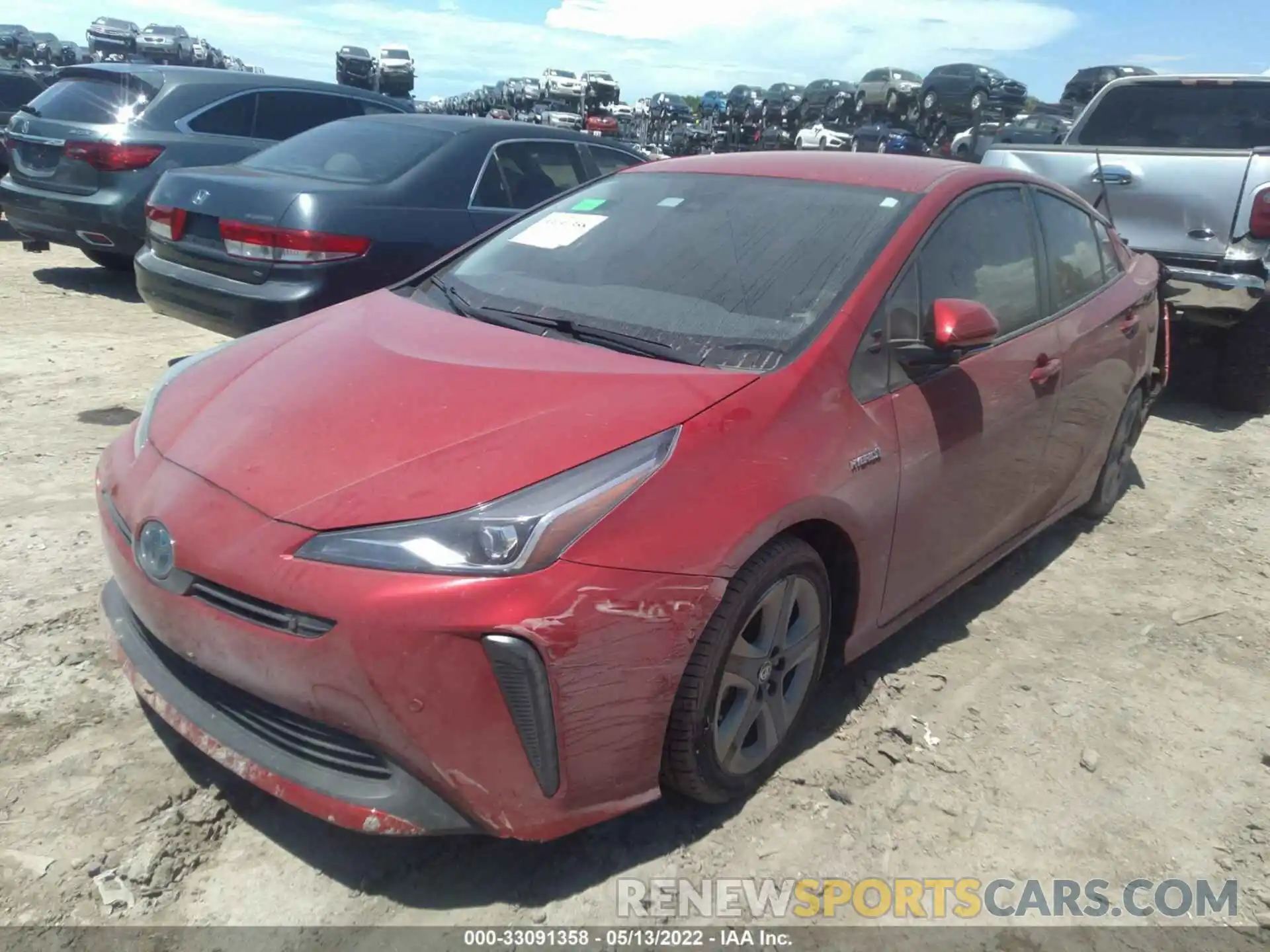 2 Photograph of a damaged car JTDKARFU0K3074704 TOYOTA PRIUS 2019