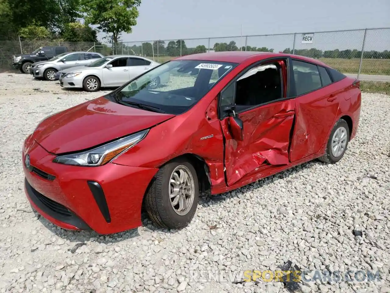 1 Photograph of a damaged car JTDKARFU0K3078221 TOYOTA PRIUS 2019