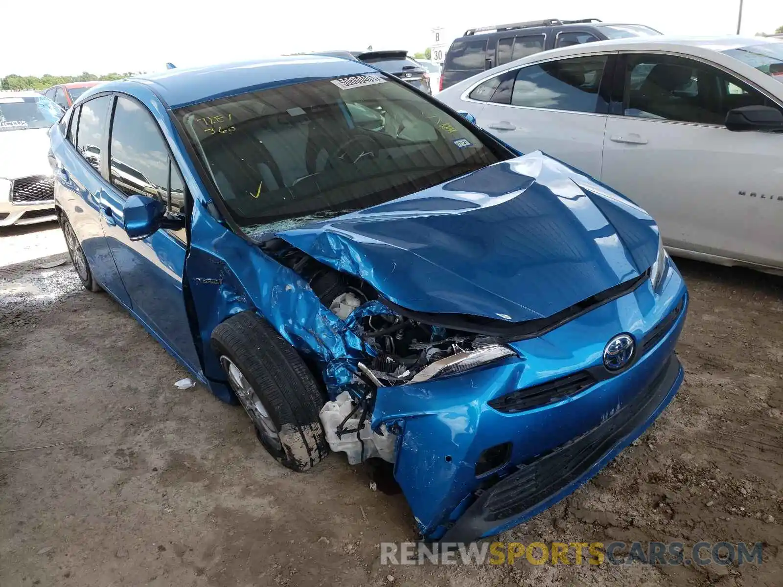 1 Photograph of a damaged car JTDKARFU0K3090417 TOYOTA PRIUS 2019