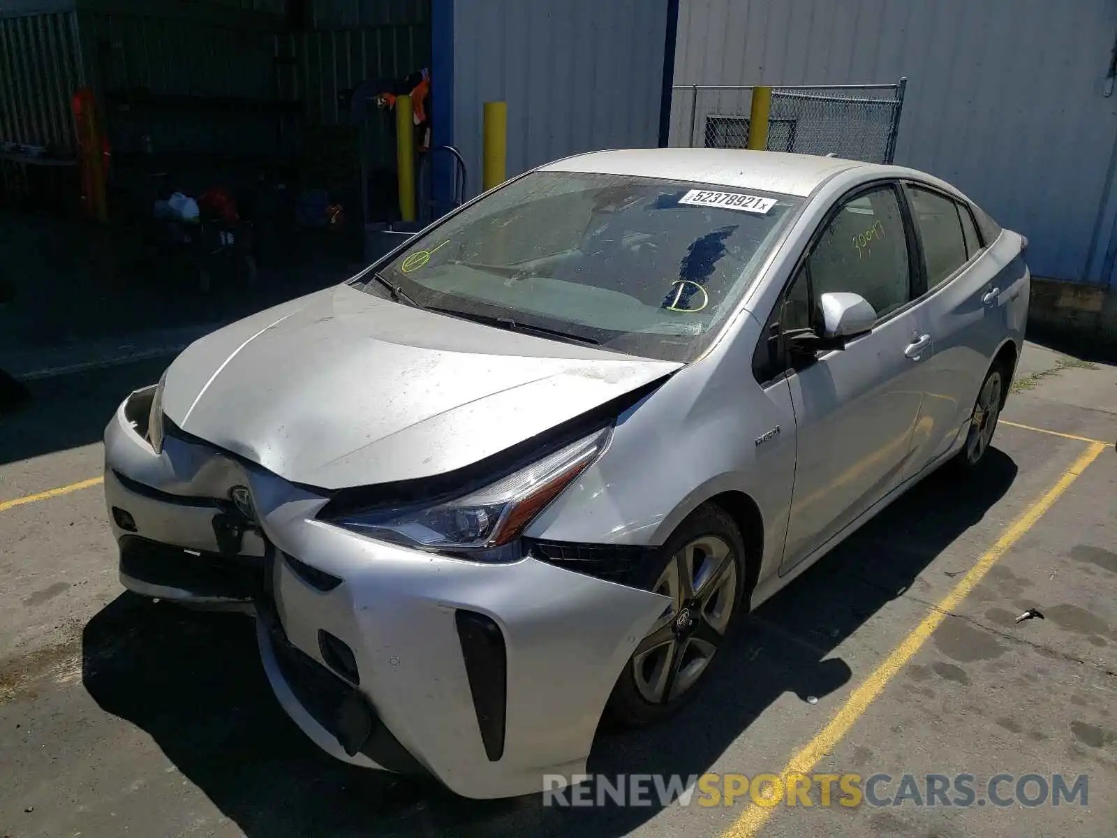 2 Photograph of a damaged car JTDKARFU0K3091132 TOYOTA PRIUS 2019