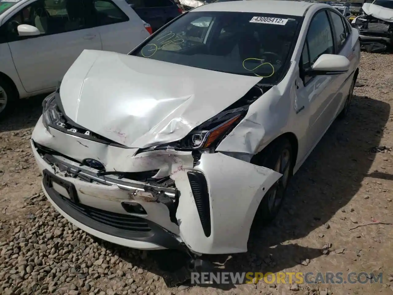 2 Photograph of a damaged car JTDKARFU0K3091342 TOYOTA PRIUS 2019