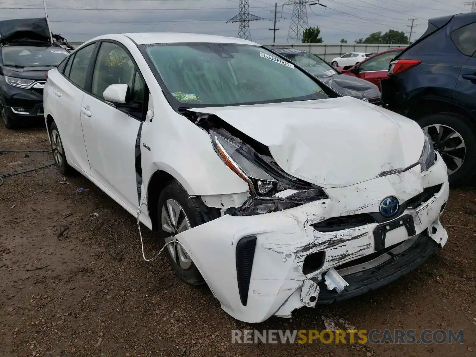 1 Photograph of a damaged car JTDKARFU0K3091681 TOYOTA PRIUS 2019