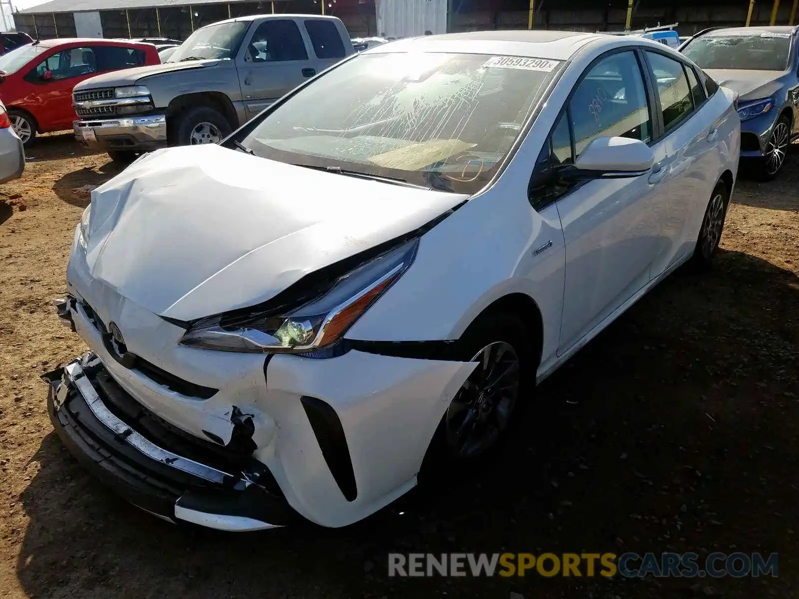 2 Photograph of a damaged car JTDKARFU0K3092233 TOYOTA PRIUS 2019