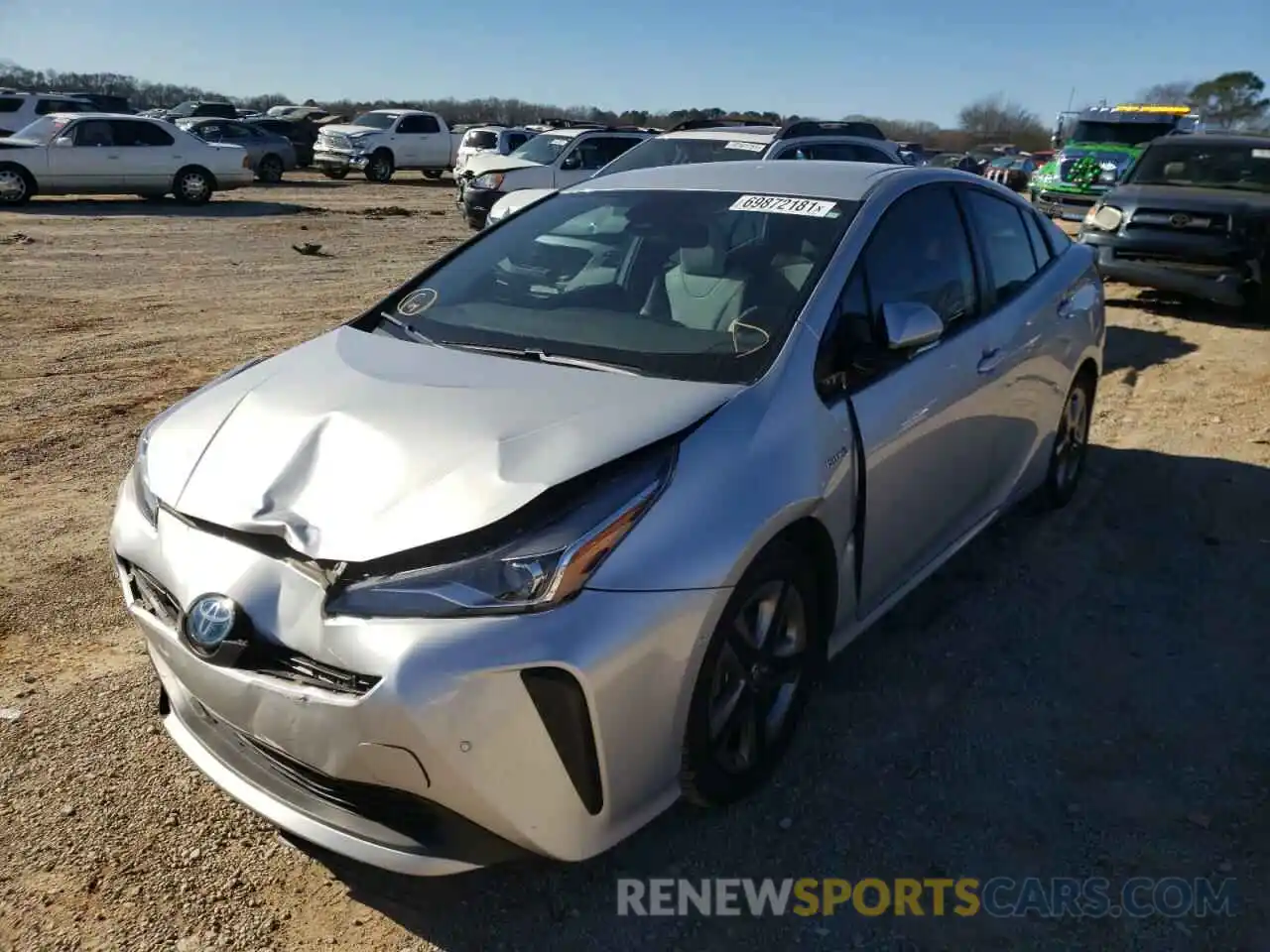 2 Photograph of a damaged car JTDKARFU0K3092555 TOYOTA PRIUS 2019