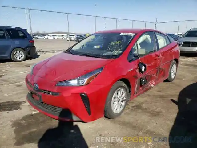 2 Photograph of a damaged car JTDKARFU0K3093155 TOYOTA PRIUS 2019