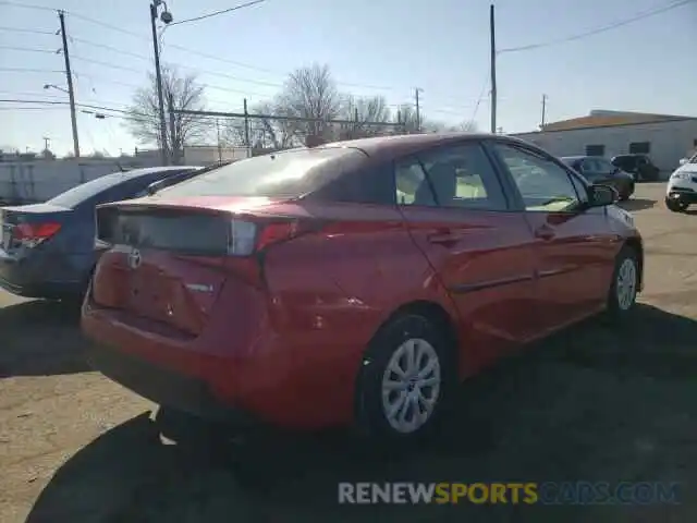 4 Photograph of a damaged car JTDKARFU0K3093155 TOYOTA PRIUS 2019