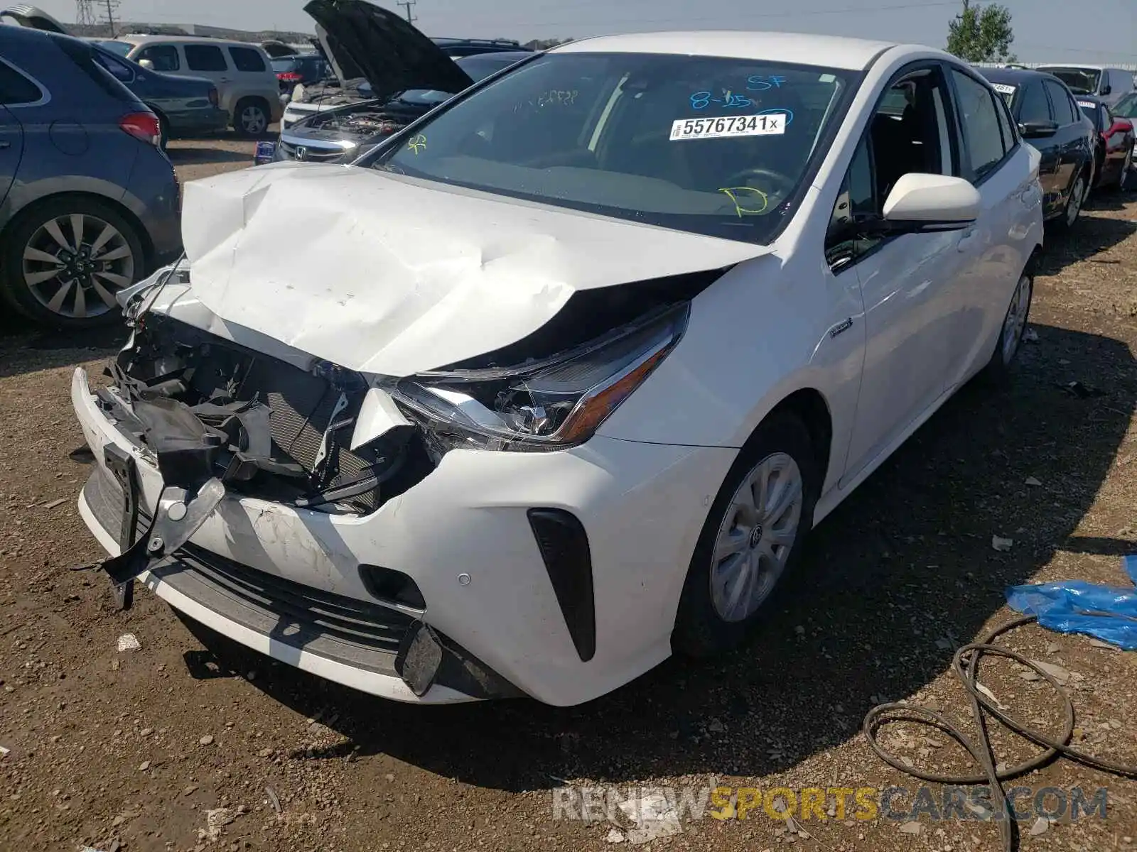 2 Photograph of a damaged car JTDKARFU1K3069396 TOYOTA PRIUS 2019