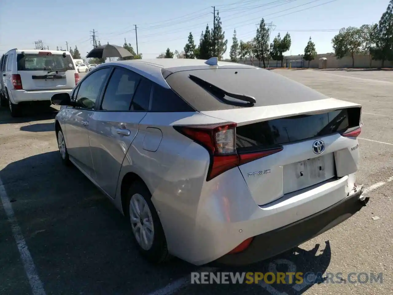 3 Photograph of a damaged car JTDKARFU1K3069673 TOYOTA PRIUS 2019