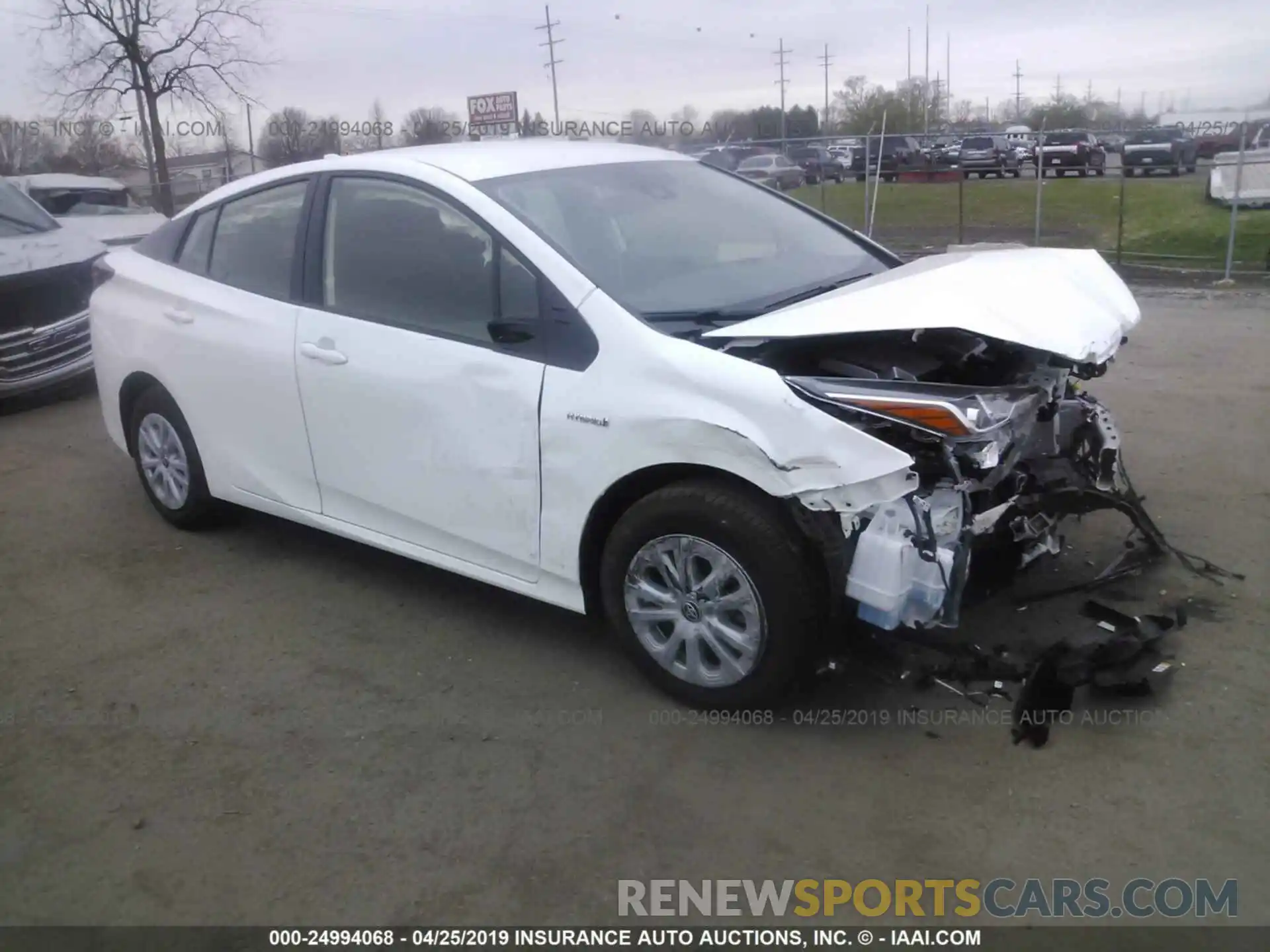 1 Photograph of a damaged car JTDKARFU1K3074260 TOYOTA PRIUS 2019