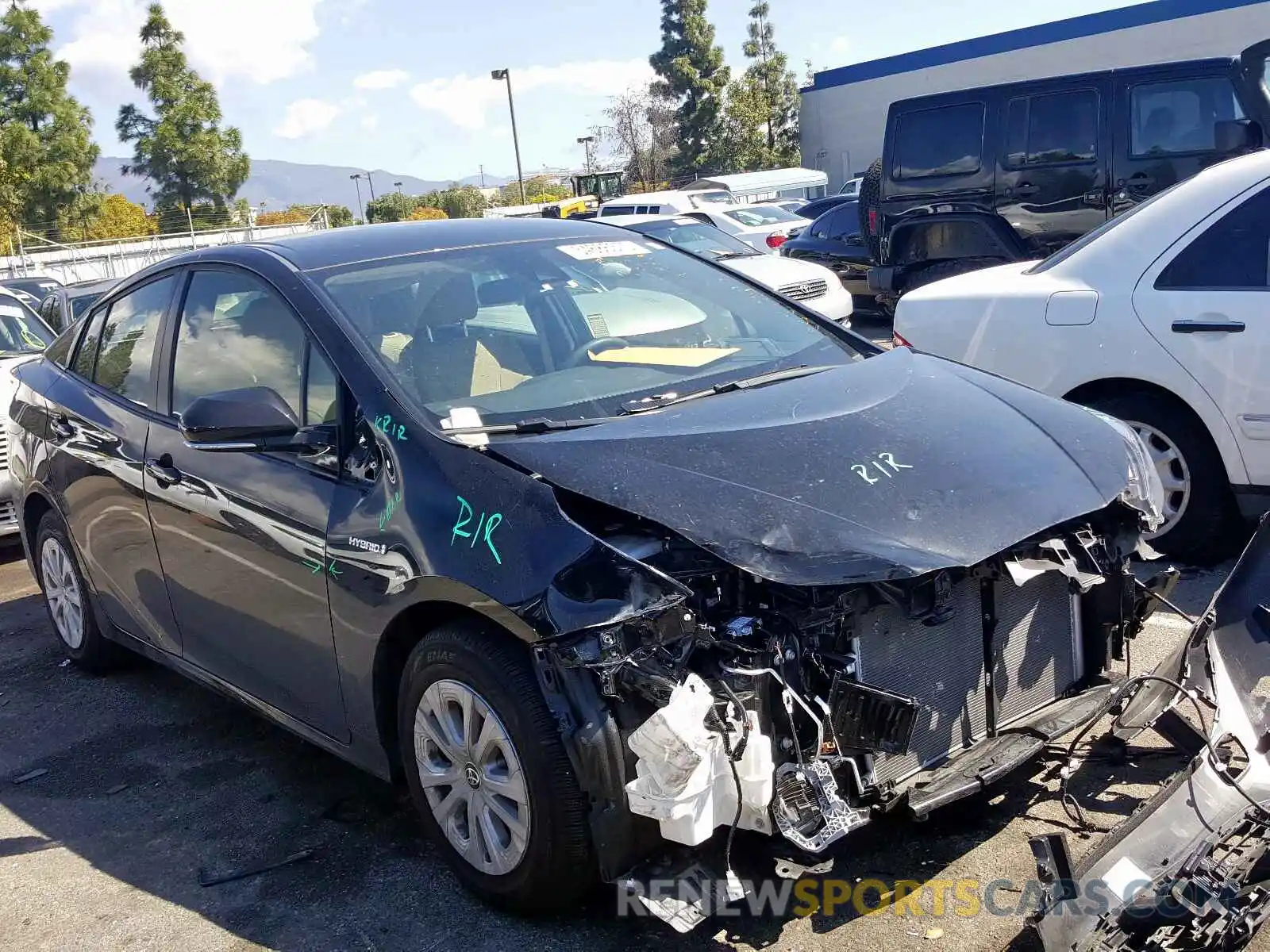 1 Photograph of a damaged car JTDKARFU1K3074324 TOYOTA PRIUS 2019