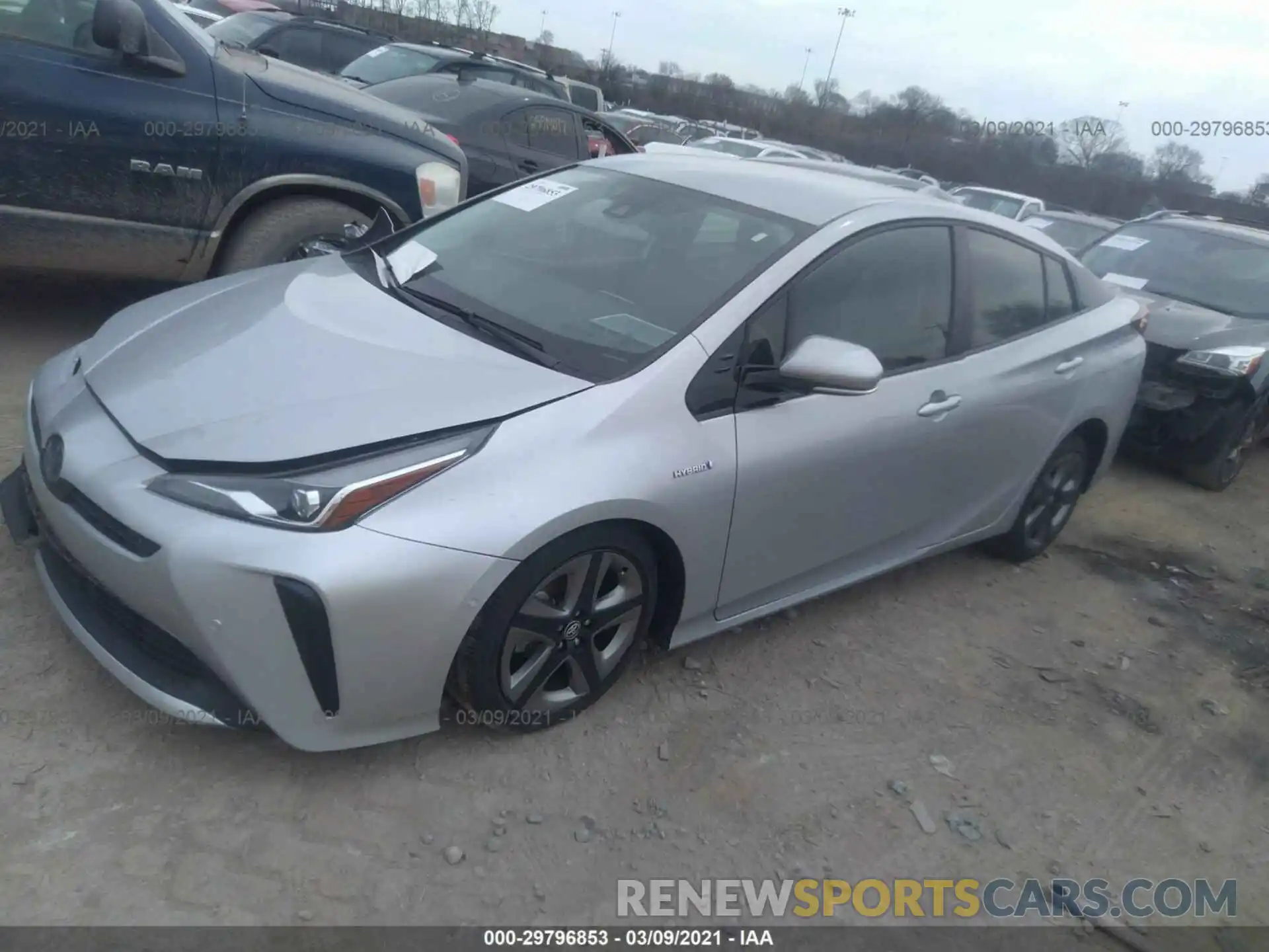 2 Photograph of a damaged car JTDKARFU1K3076574 TOYOTA PRIUS 2019