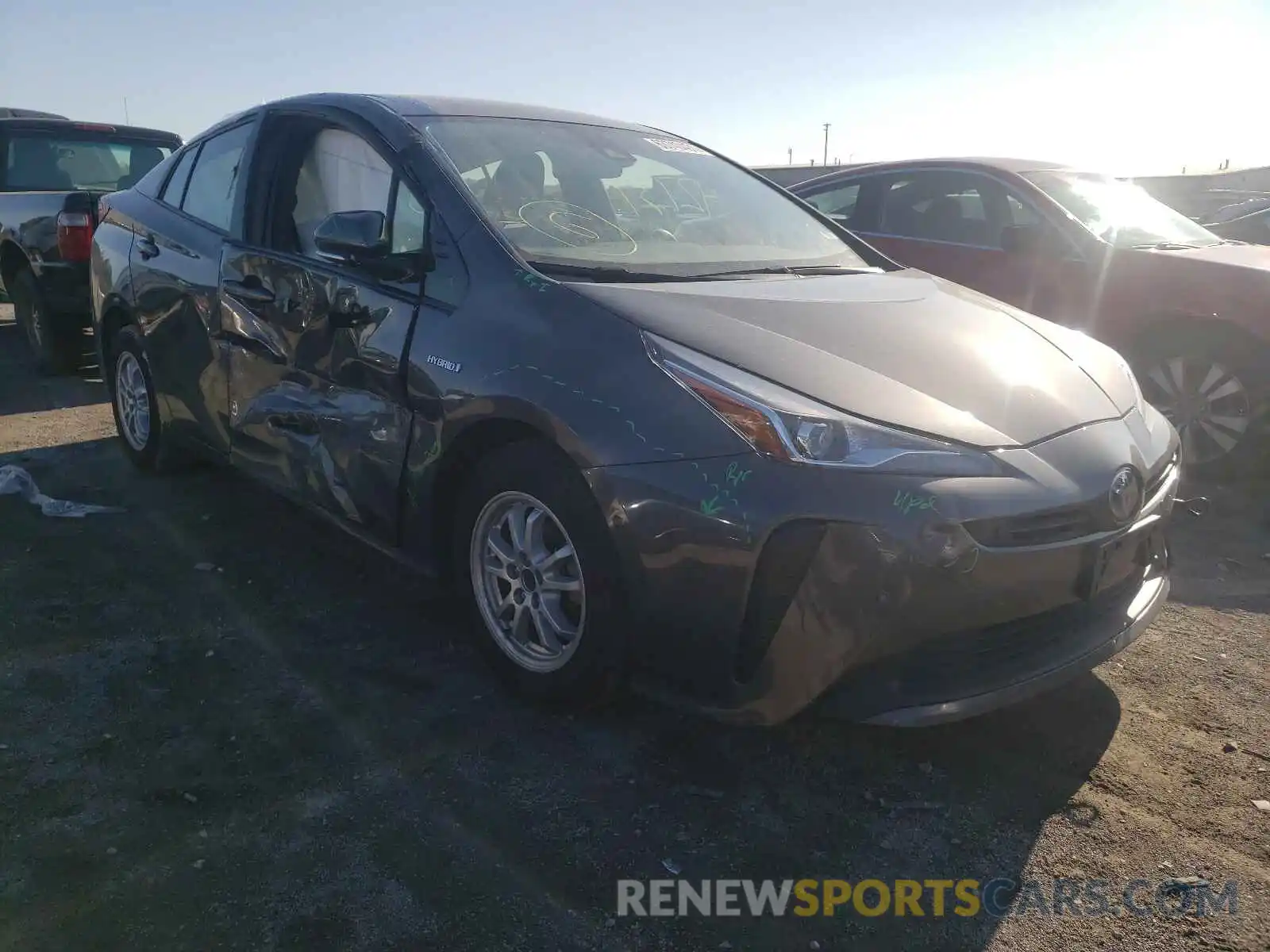 1 Photograph of a damaged car JTDKARFU1K3082567 TOYOTA PRIUS 2019