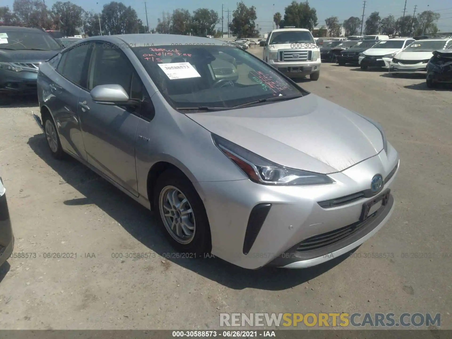 1 Photograph of a damaged car JTDKARFU1K3083556 TOYOTA PRIUS 2019