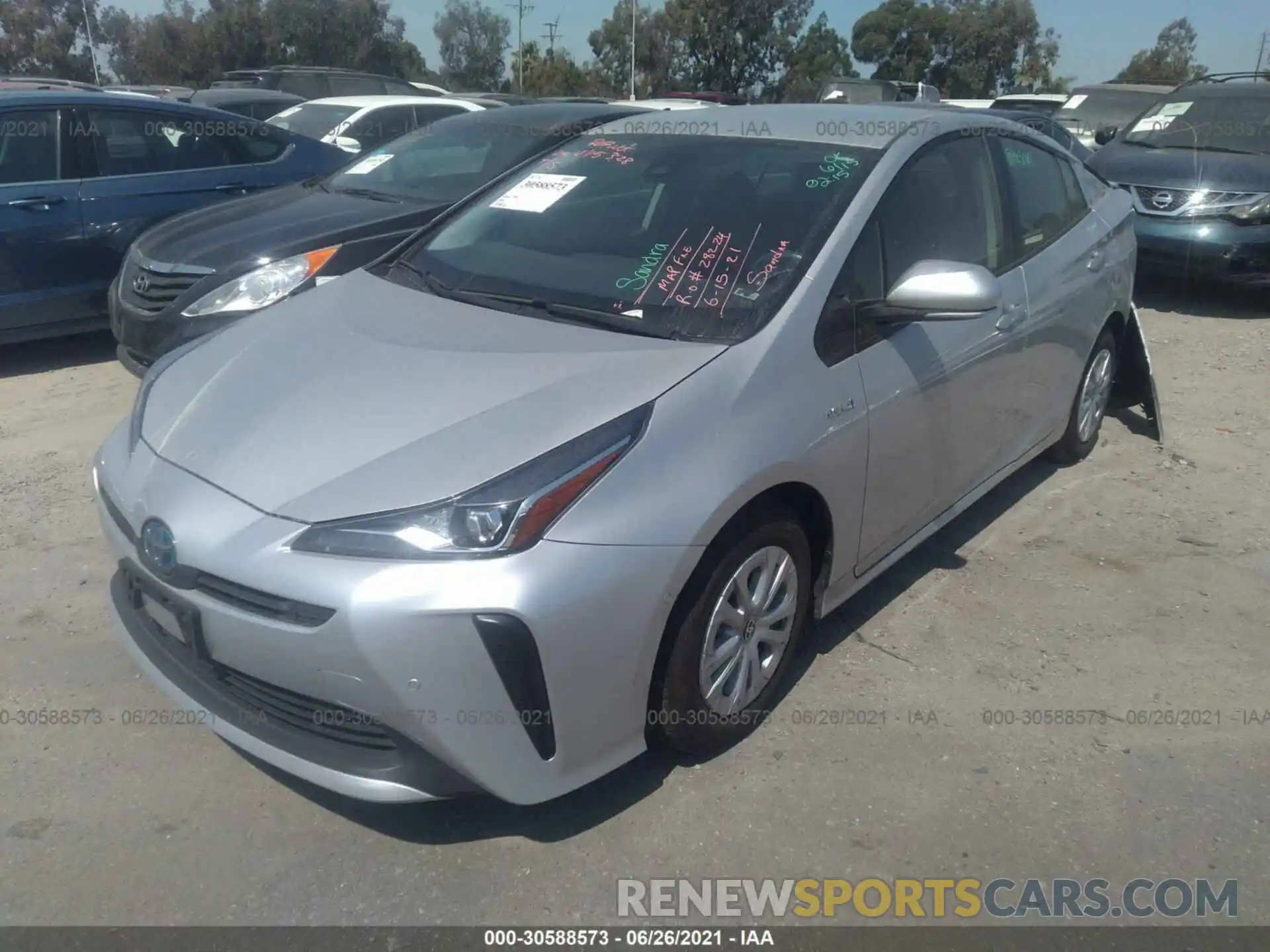 2 Photograph of a damaged car JTDKARFU1K3083556 TOYOTA PRIUS 2019