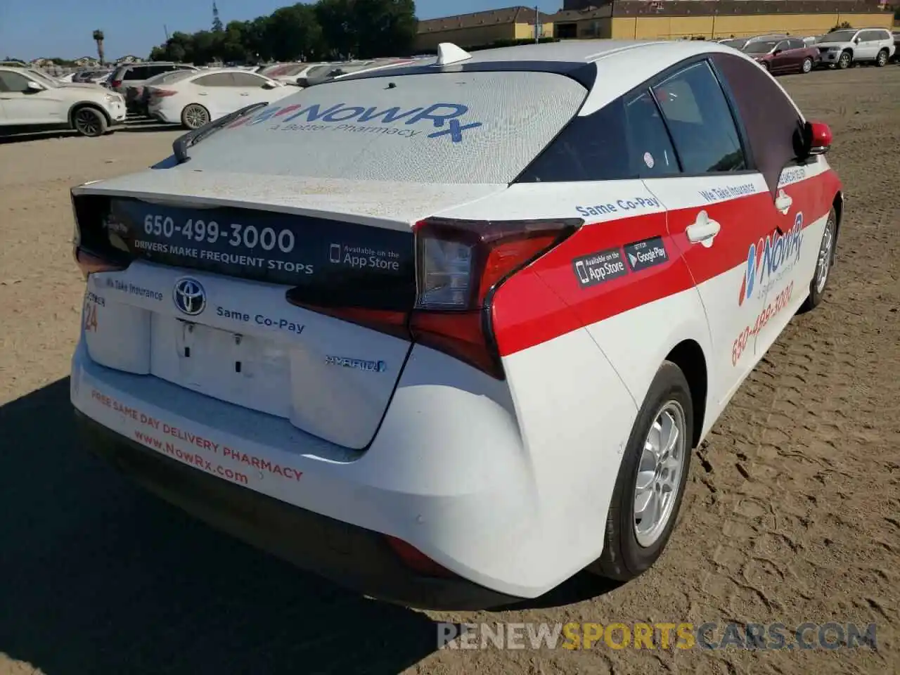 4 Photograph of a damaged car JTDKARFU1K3084433 TOYOTA PRIUS 2019