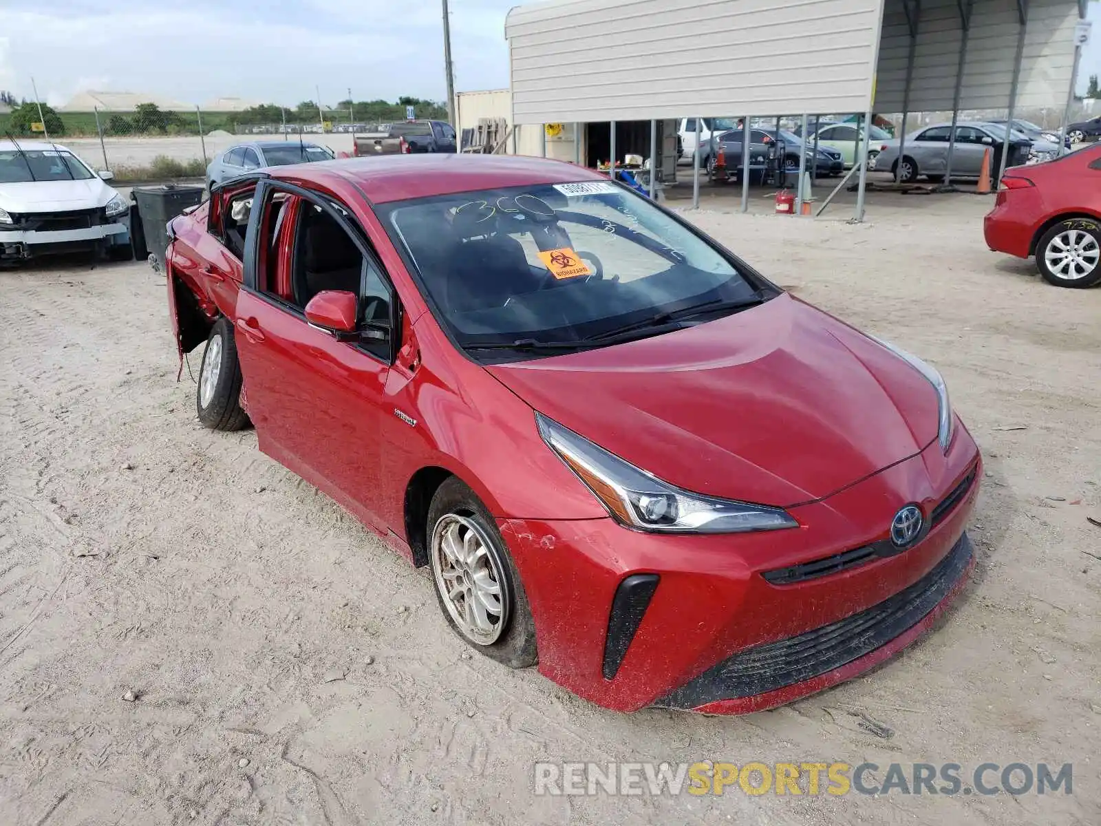 1 Photograph of a damaged car JTDKARFU1K3087588 TOYOTA PRIUS 2019