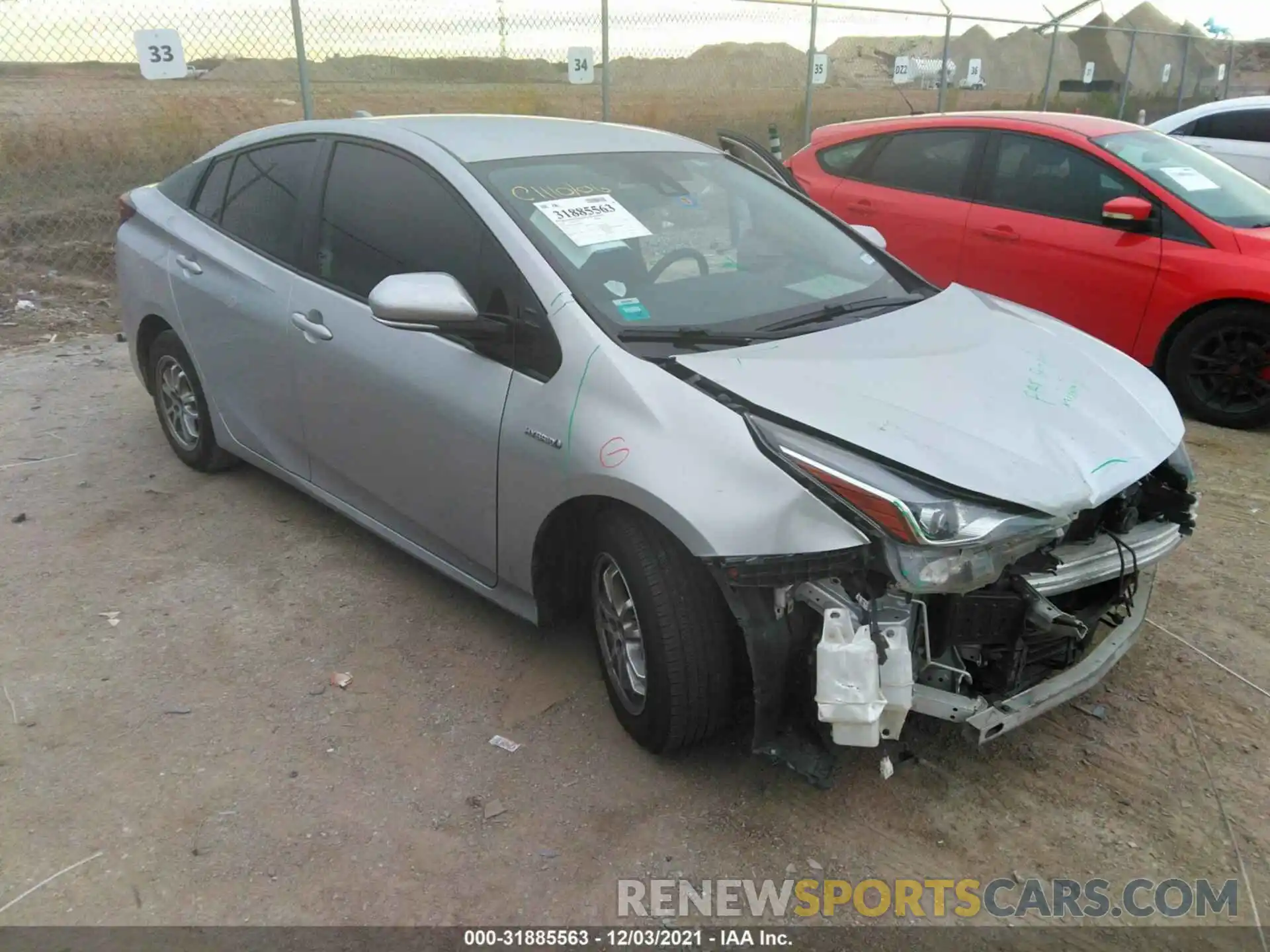 1 Photograph of a damaged car JTDKARFU1K3089843 TOYOTA PRIUS 2019