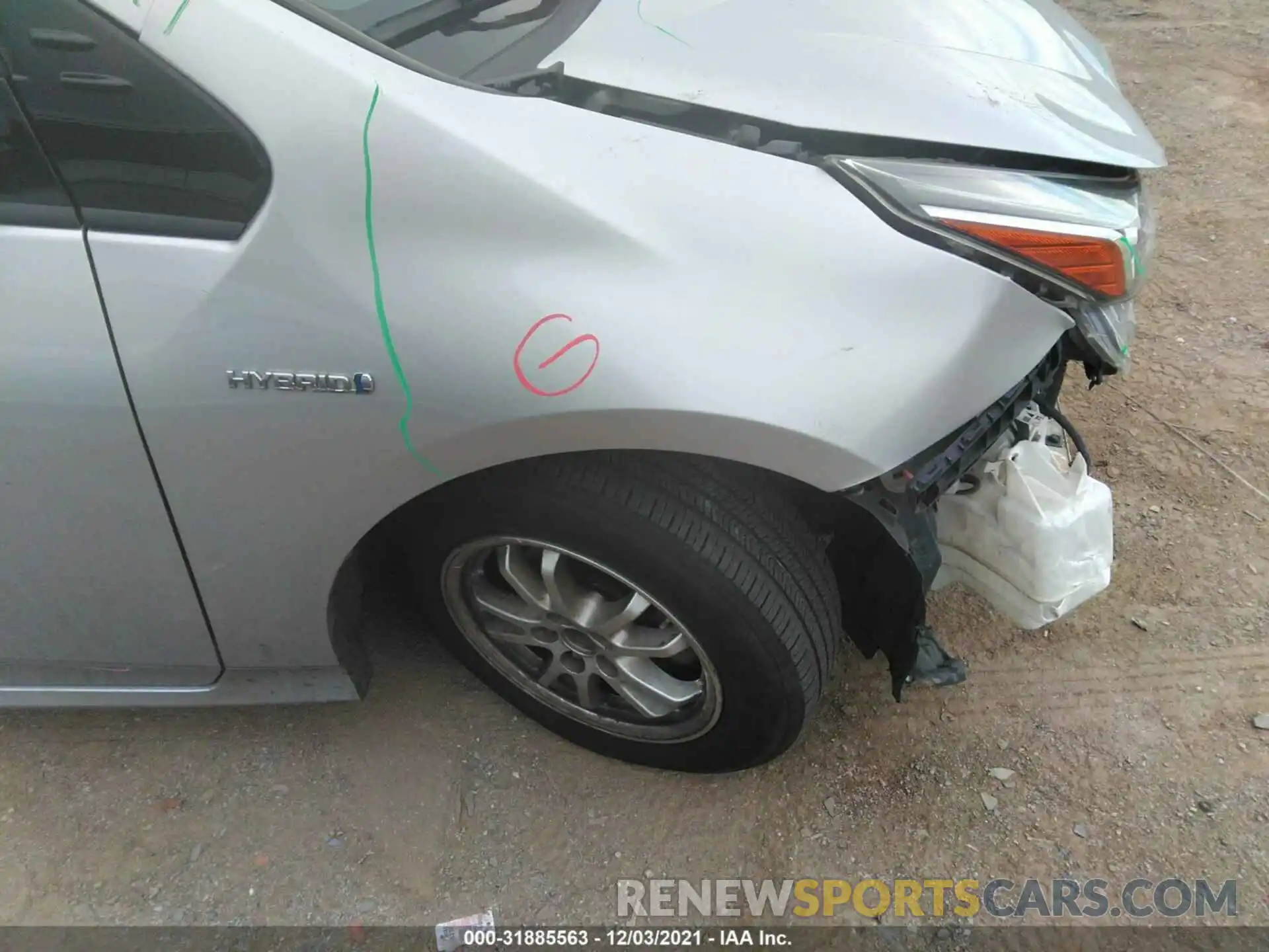 14 Photograph of a damaged car JTDKARFU1K3089843 TOYOTA PRIUS 2019