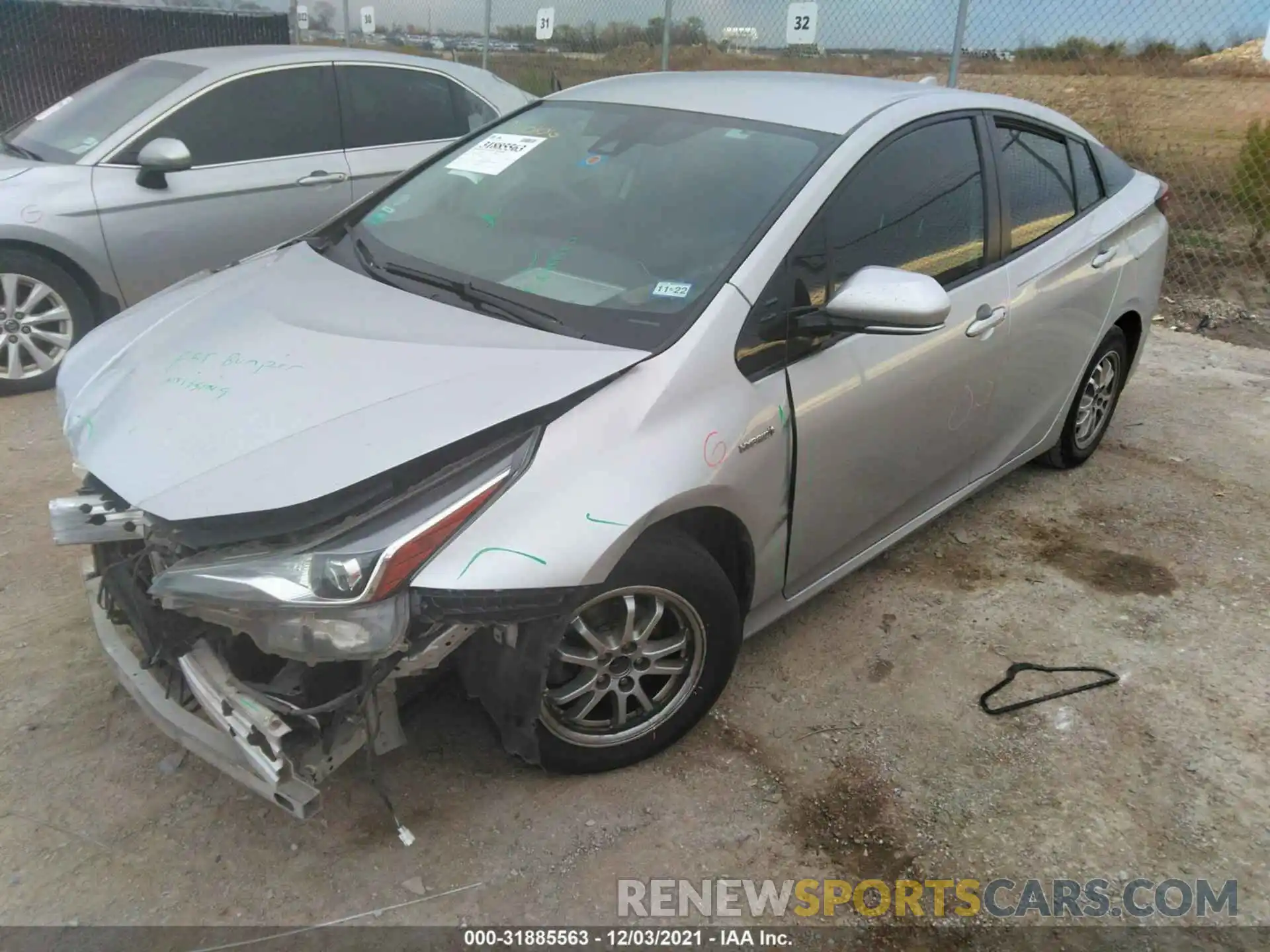 2 Photograph of a damaged car JTDKARFU1K3089843 TOYOTA PRIUS 2019