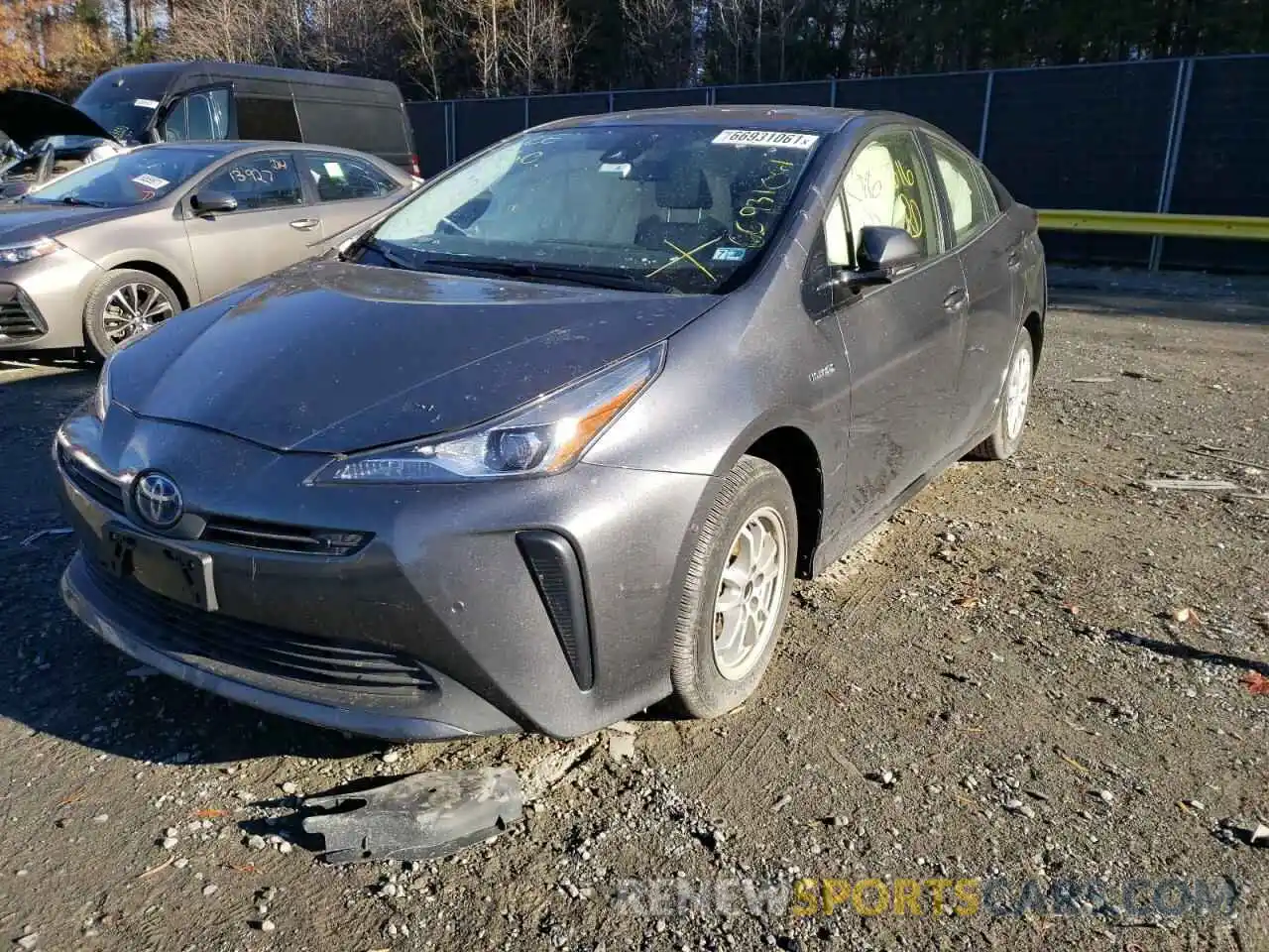 2 Photograph of a damaged car JTDKARFU1K3094542 TOYOTA PRIUS 2019