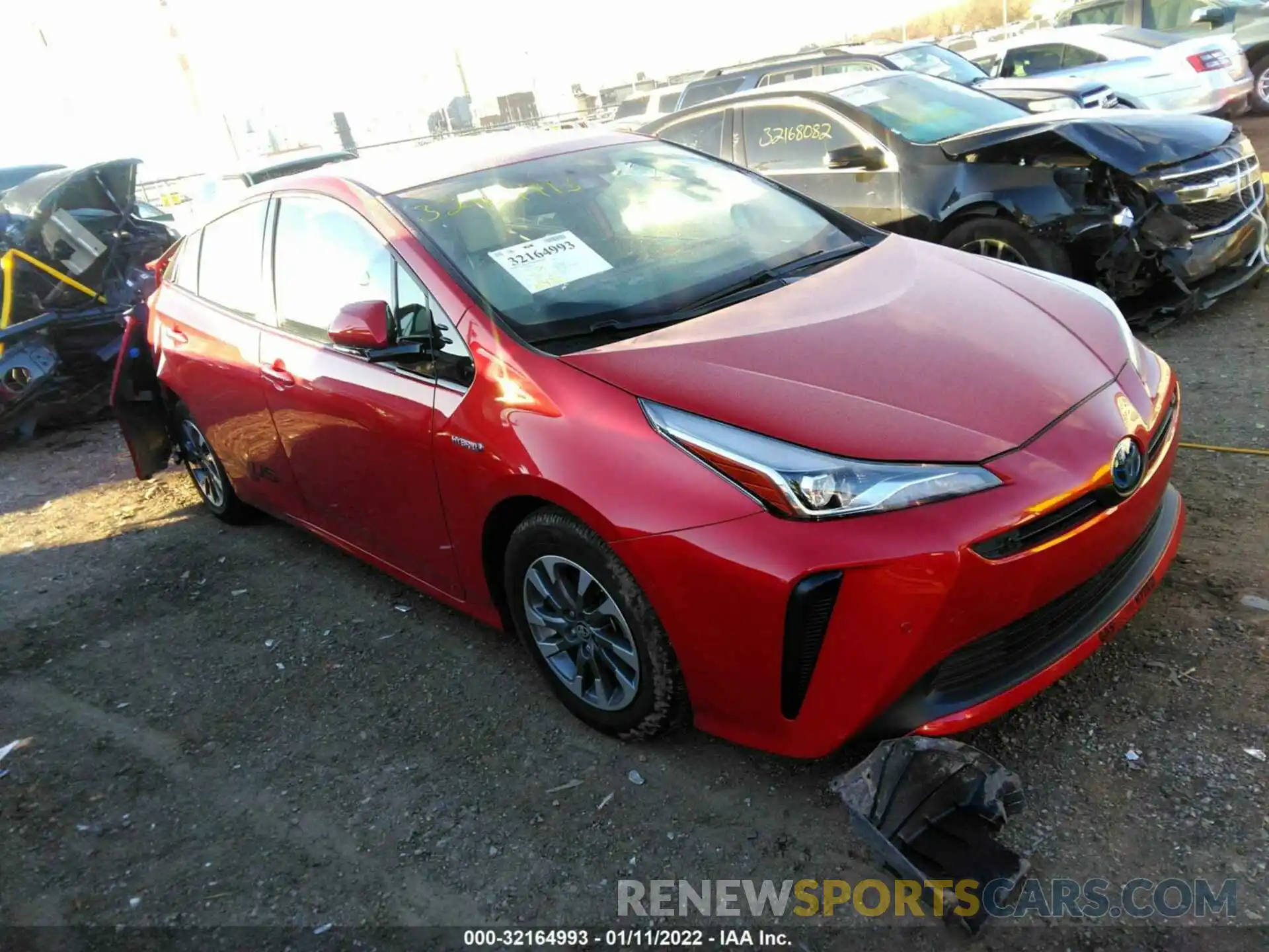 1 Photograph of a damaged car JTDKARFU1K3100968 TOYOTA PRIUS 2019