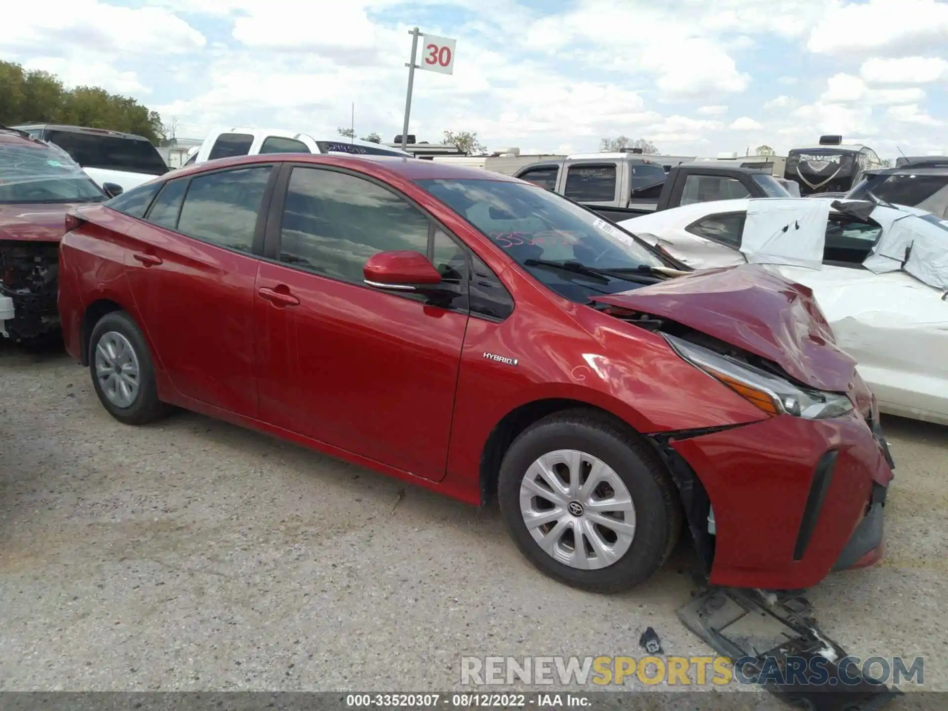 1 Photograph of a damaged car JTDKARFU2K3083145 TOYOTA PRIUS 2019