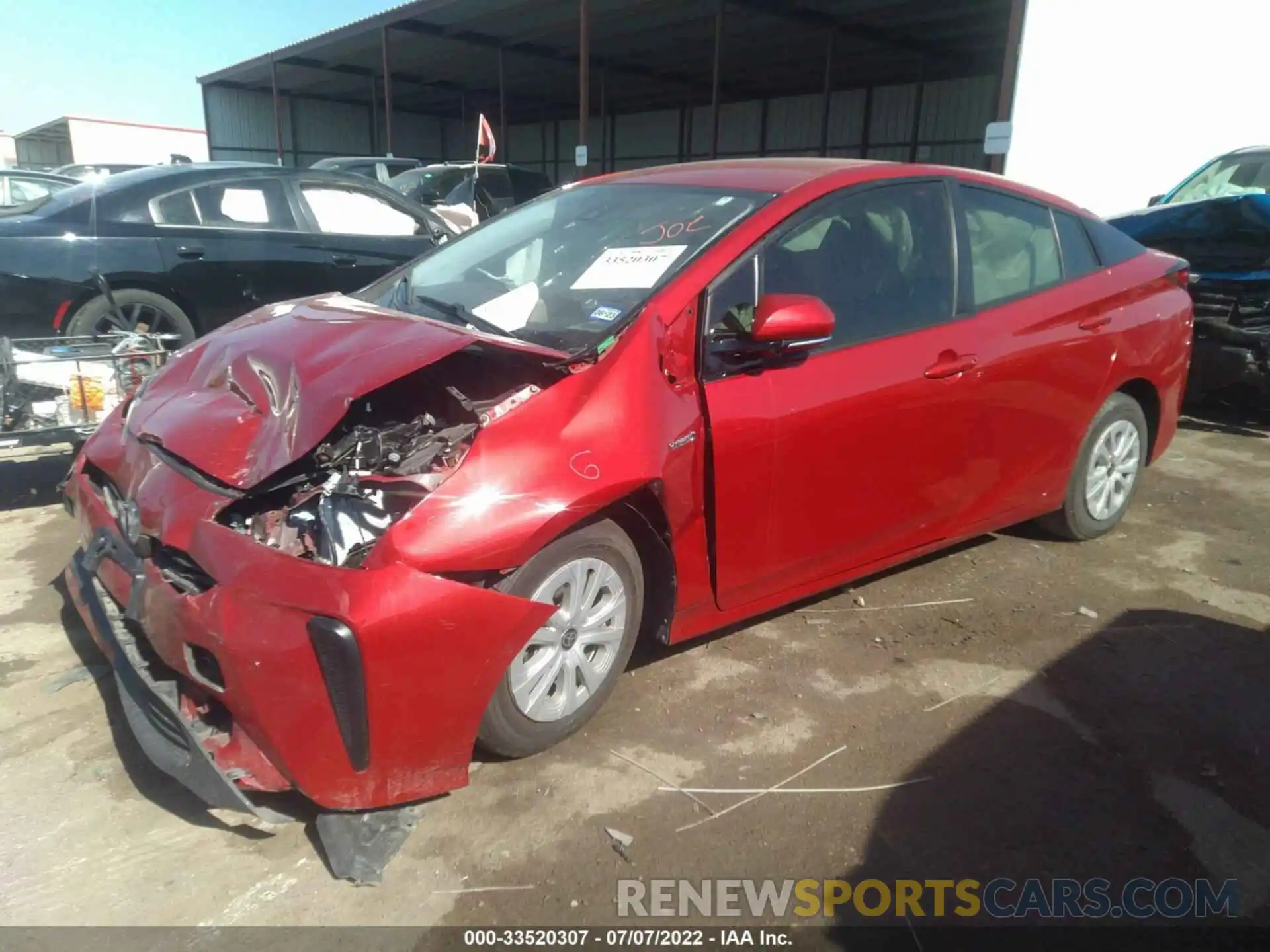 2 Photograph of a damaged car JTDKARFU2K3083145 TOYOTA PRIUS 2019