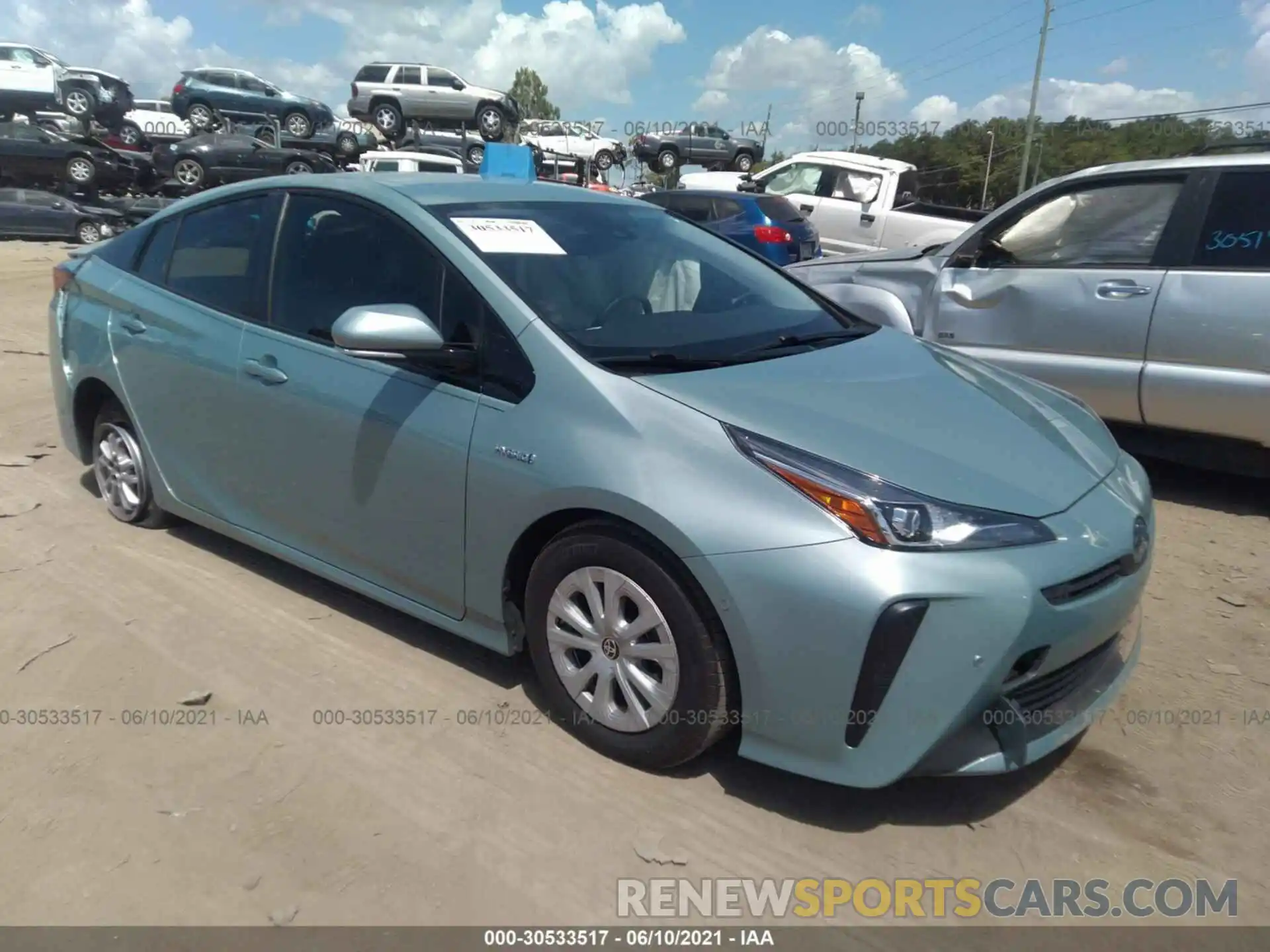 1 Photograph of a damaged car JTDKARFU2K3083226 TOYOTA PRIUS 2019