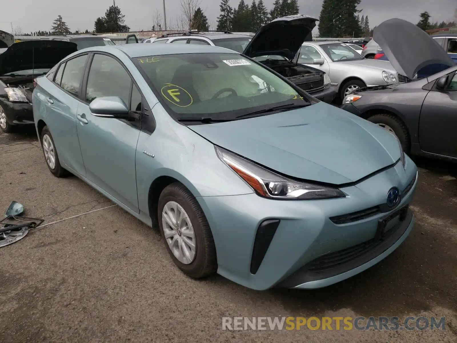 1 Photograph of a damaged car JTDKARFU2K3093058 TOYOTA PRIUS 2019