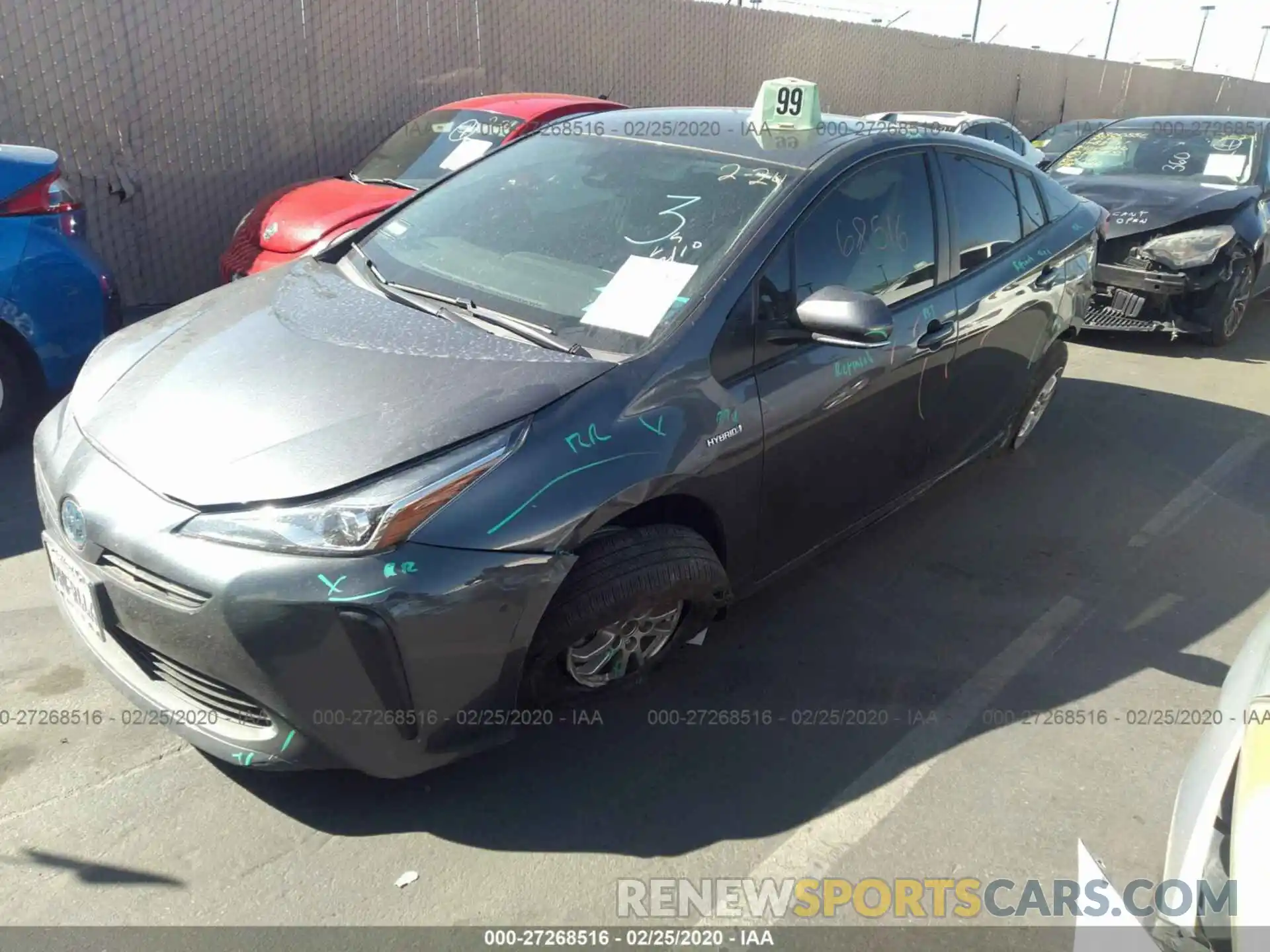 2 Photograph of a damaged car JTDKARFU2K3093254 TOYOTA PRIUS 2019