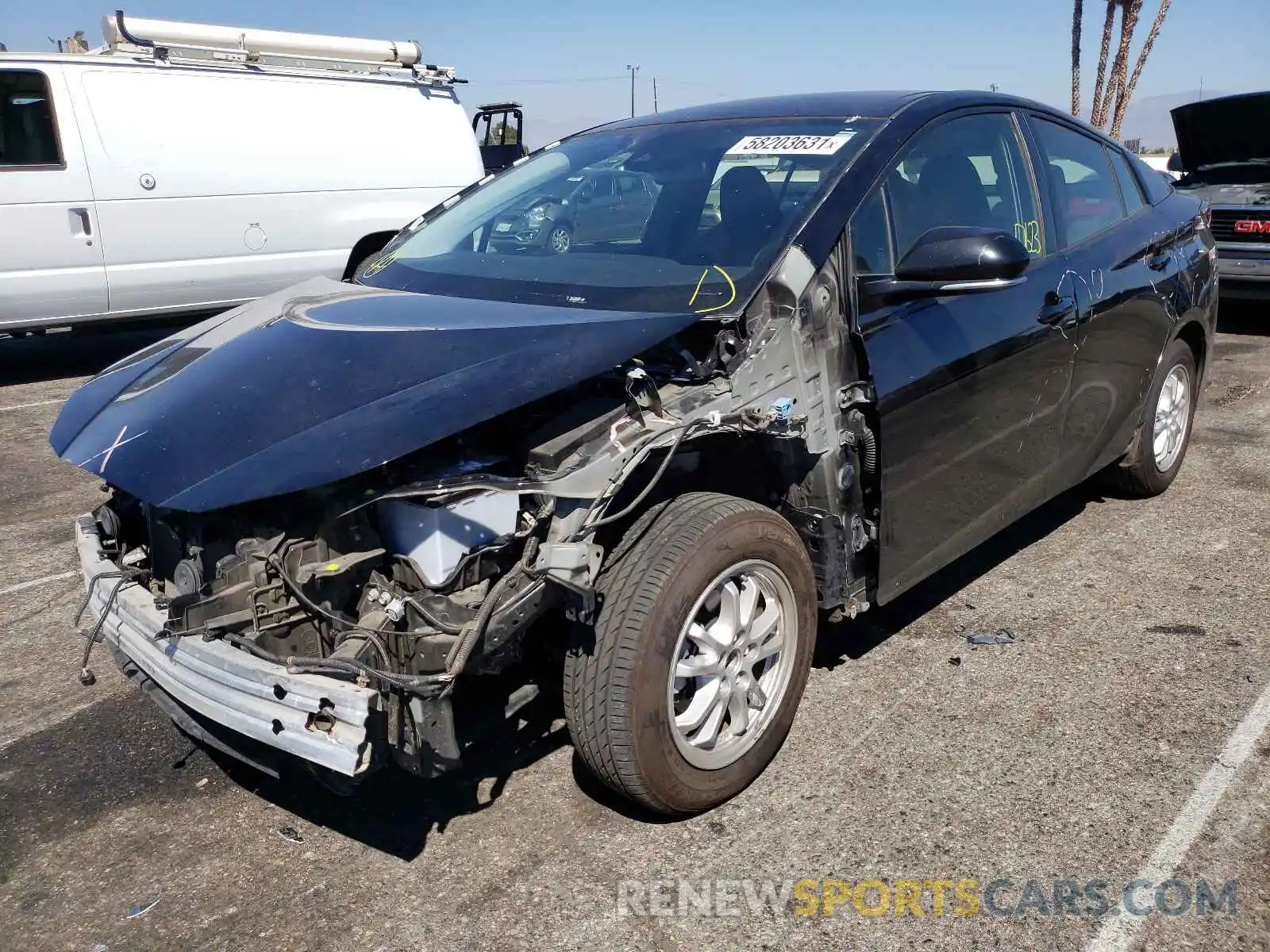 2 Photograph of a damaged car JTDKARFU3K3074972 TOYOTA PRIUS 2019