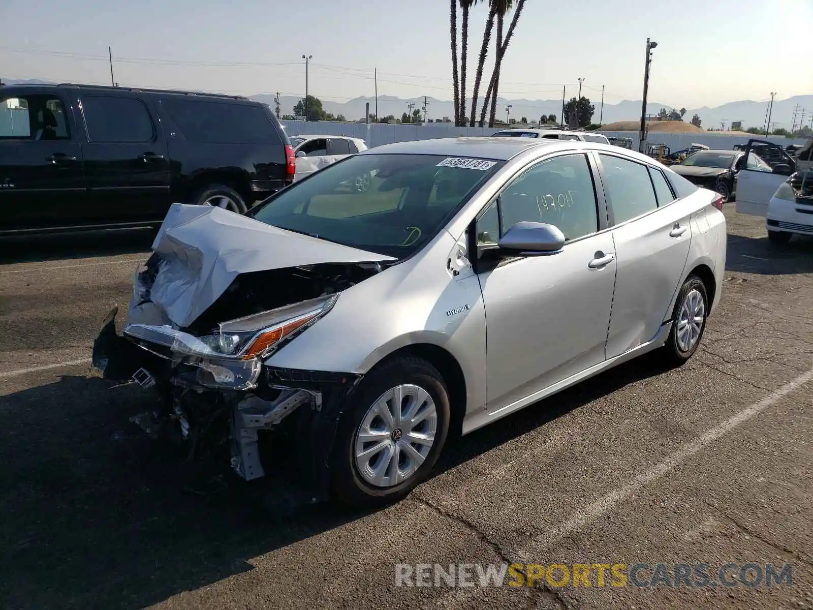 2 Photograph of a damaged car JTDKARFU3K3090993 TOYOTA PRIUS 2019