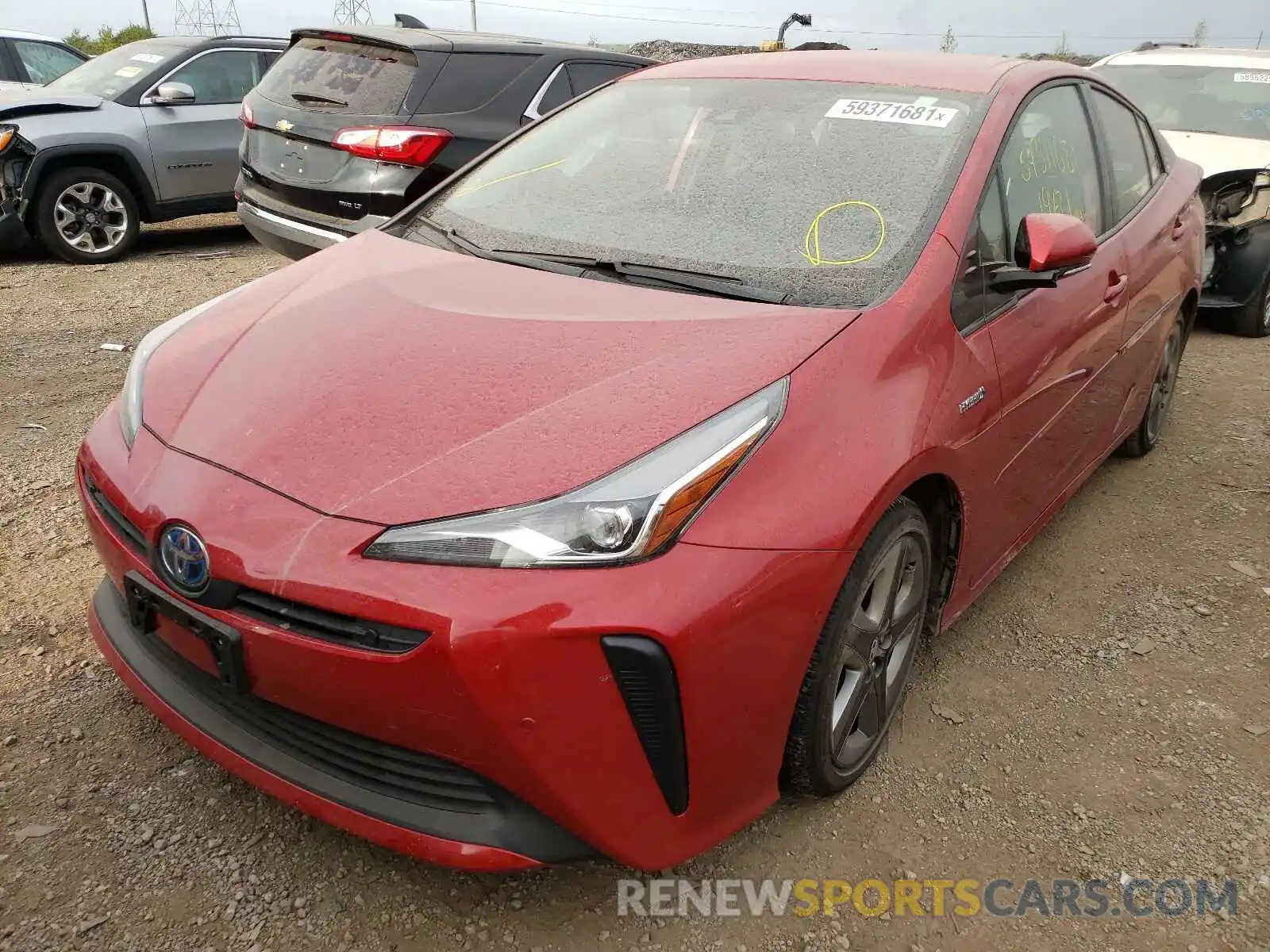 2 Photograph of a damaged car JTDKARFU3K3097541 TOYOTA PRIUS 2019