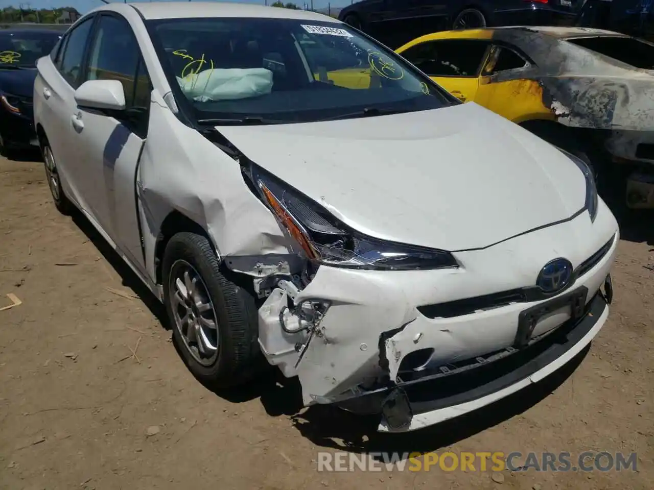 1 Photograph of a damaged car JTDKARFU3K3099046 TOYOTA PRIUS 2019