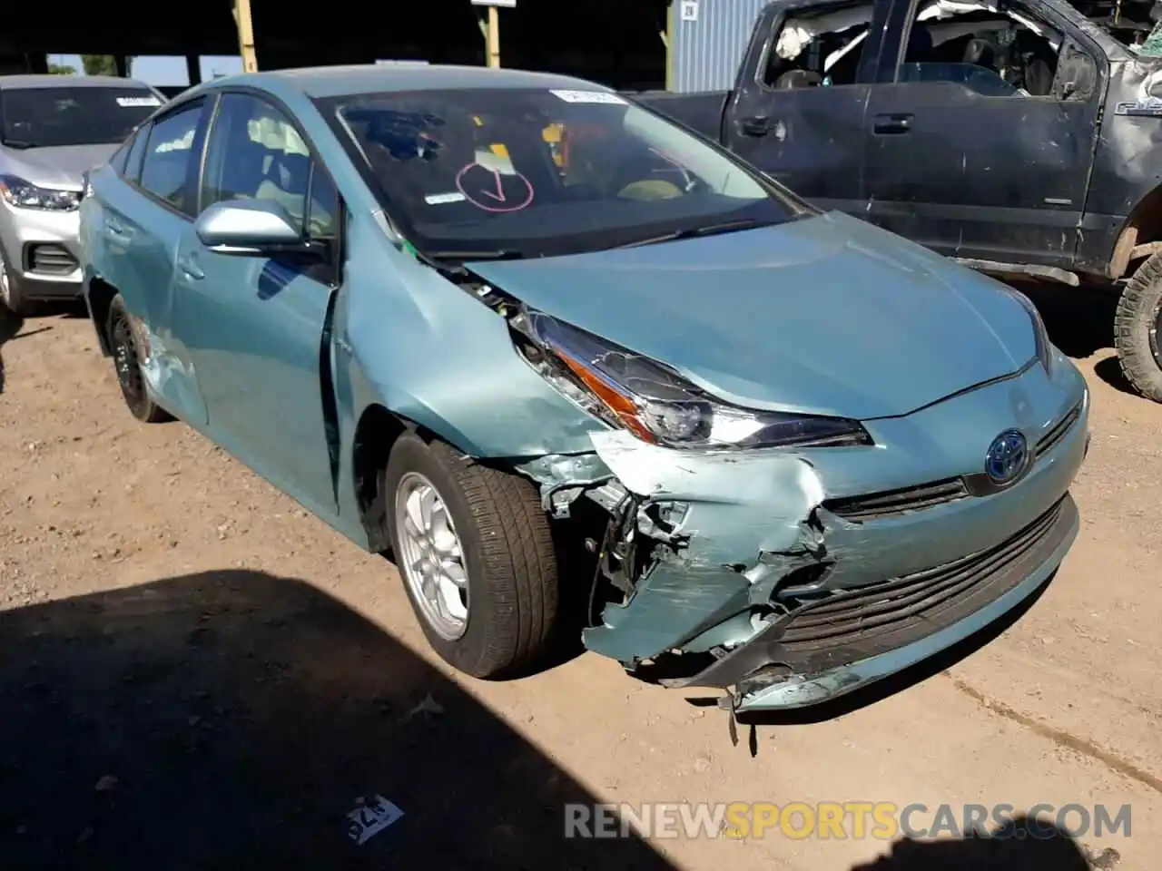 1 Photograph of a damaged car JTDKARFU3K3100132 TOYOTA PRIUS 2019