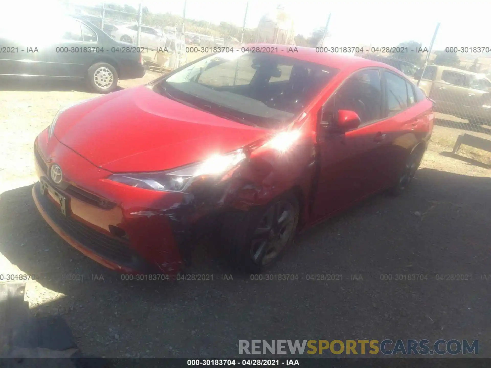 2 Photograph of a damaged car JTDKARFU4K3079534 TOYOTA PRIUS 2019