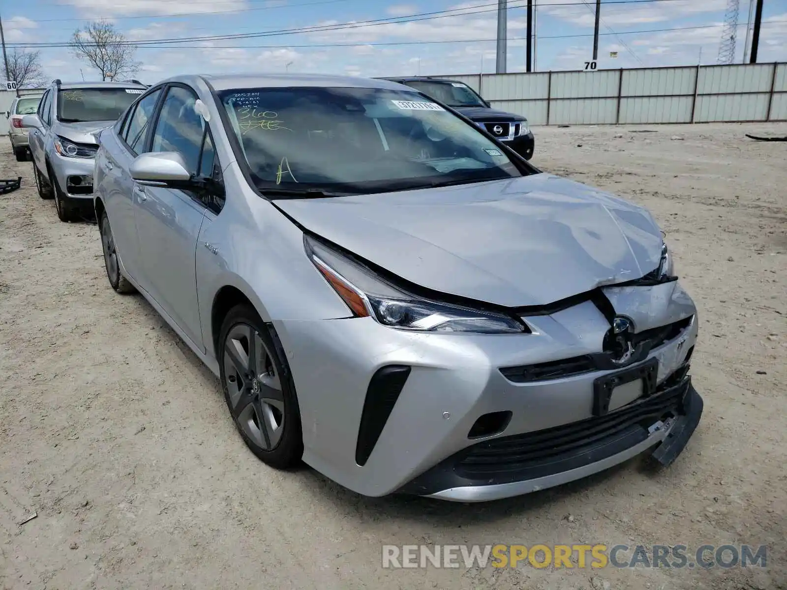 1 Photograph of a damaged car JTDKARFU4K3082627 TOYOTA PRIUS 2019