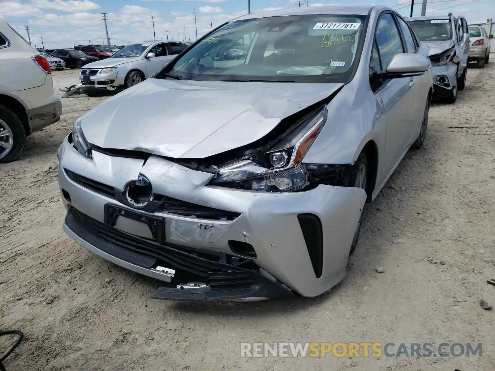 2 Photograph of a damaged car JTDKARFU4K3082627 TOYOTA PRIUS 2019