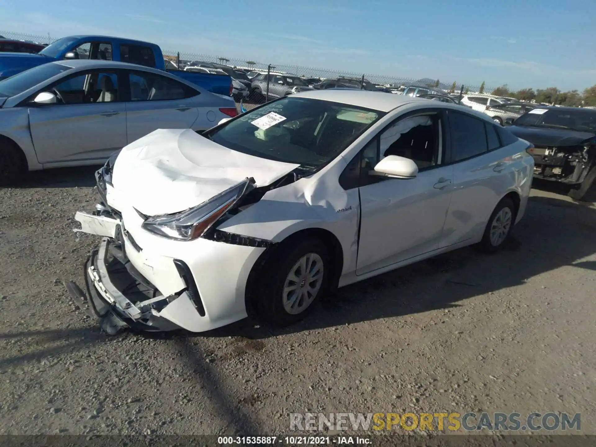 2 Photograph of a damaged car JTDKARFU4K3087746 TOYOTA PRIUS 2019