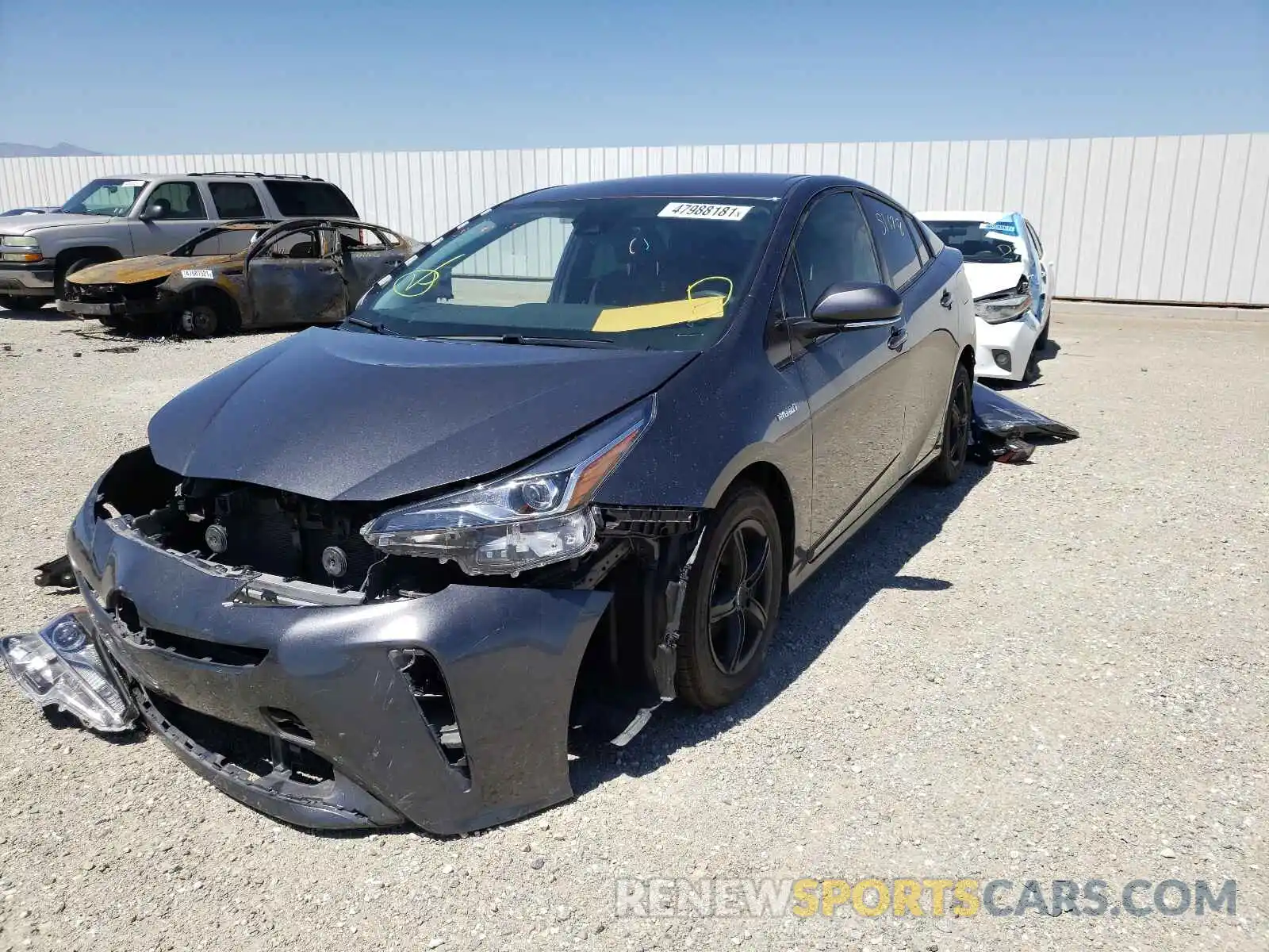 2 Photograph of a damaged car JTDKARFU4K3091117 TOYOTA PRIUS 2019