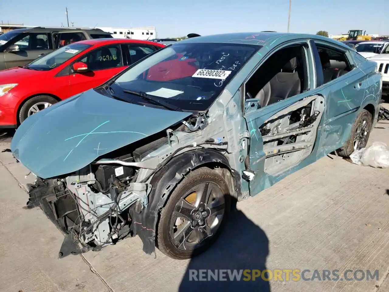 1 Photograph of a damaged car JTDKARFU4K3092588 TOYOTA PRIUS 2019