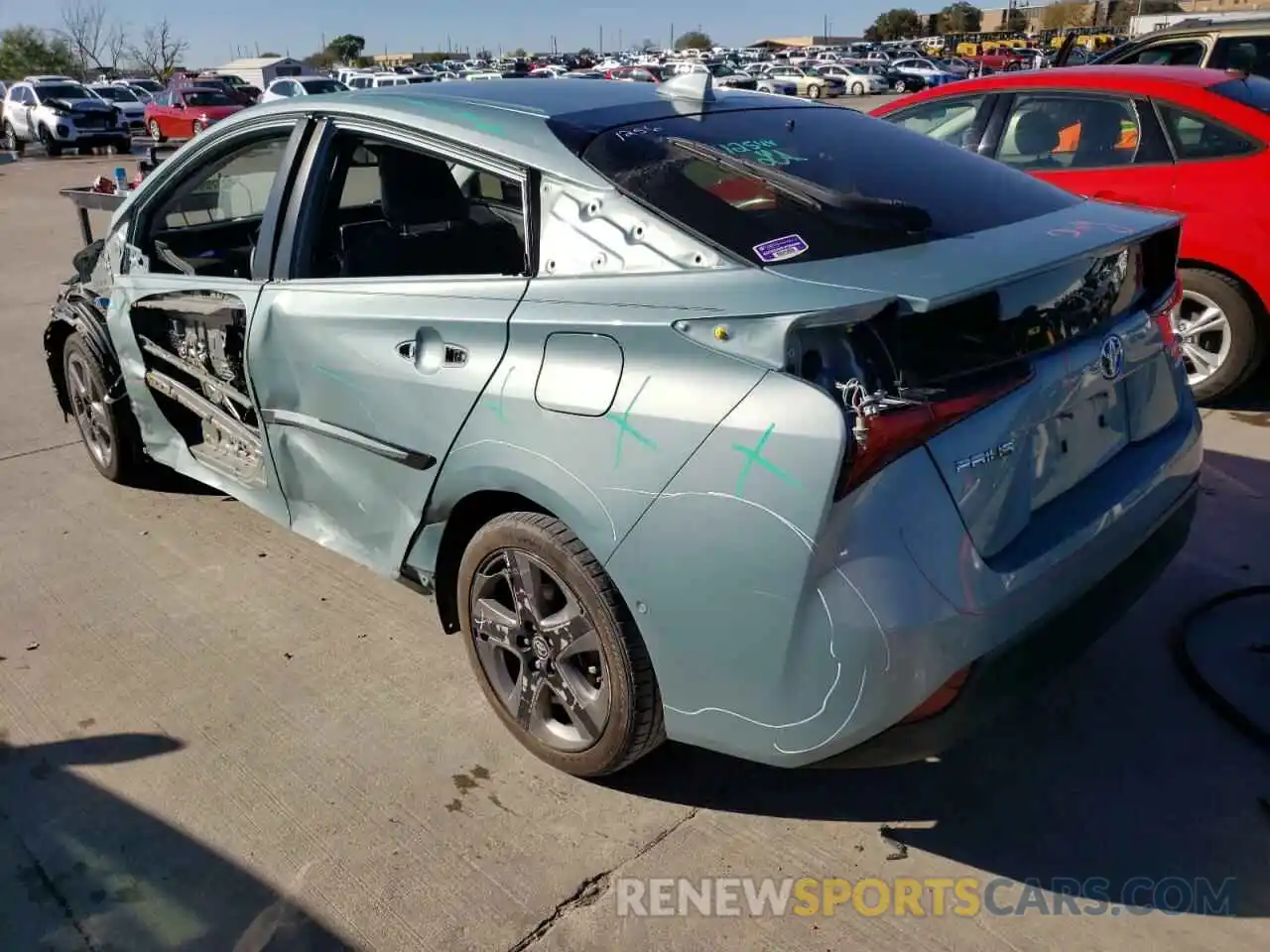 2 Photograph of a damaged car JTDKARFU4K3092588 TOYOTA PRIUS 2019