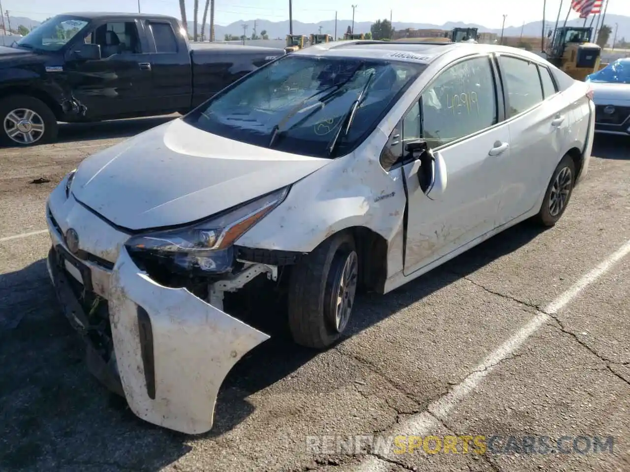 2 Photograph of a damaged car JTDKARFU4K3092686 TOYOTA PRIUS 2019